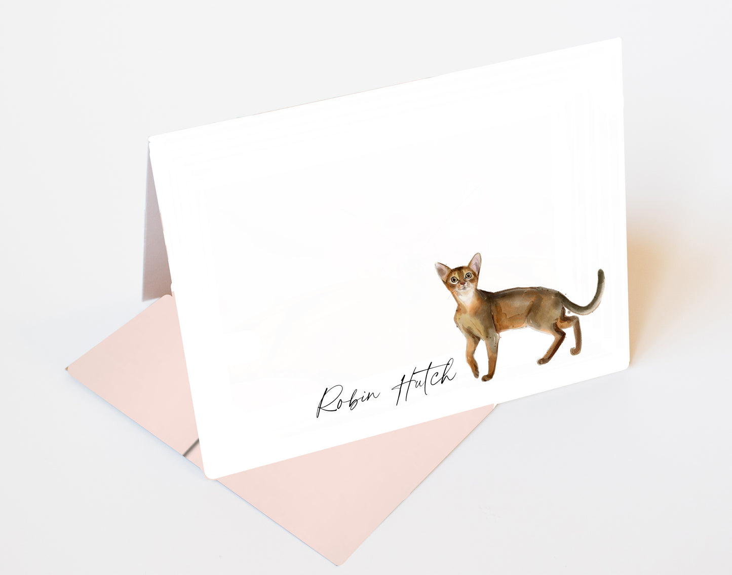 Watercolor Brown Cat Folded Note Cards