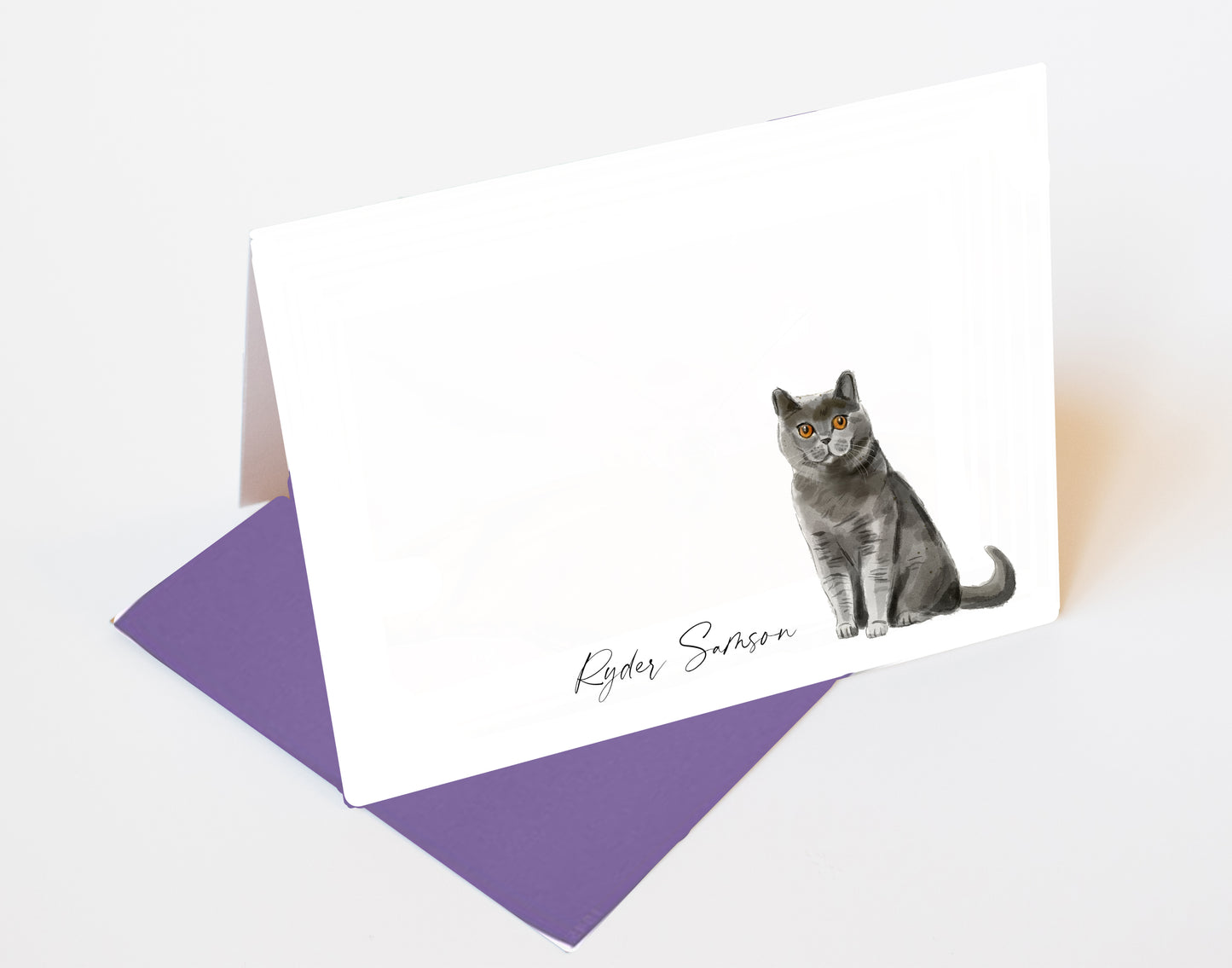 Grey Cat Folded Note Cards