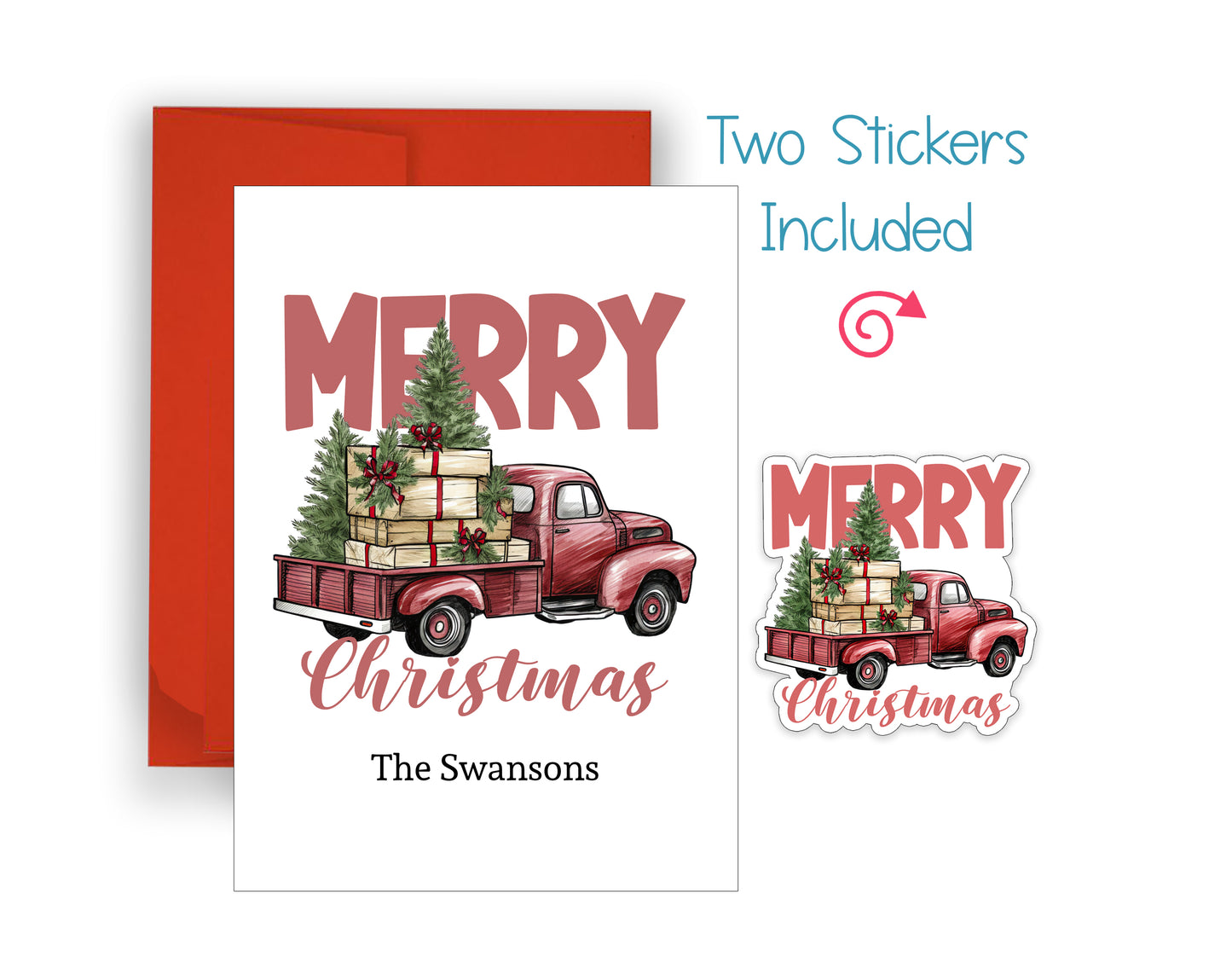Vintage Christmas Tree Truck Christmas Card