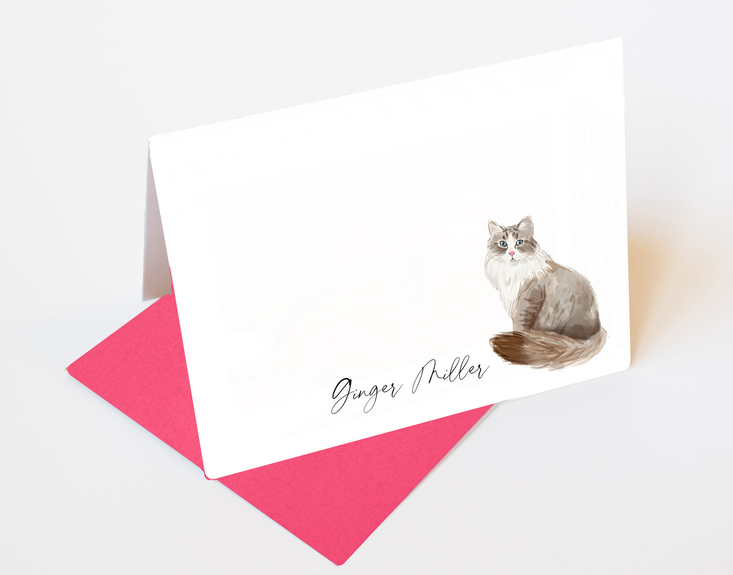 Watercolor Cat Folded Note Cards