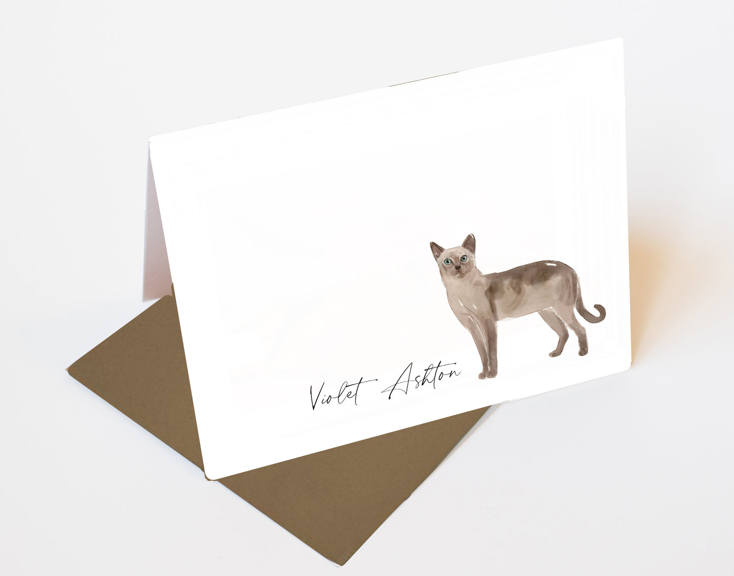 Watercolor Cat Folded Note Cards