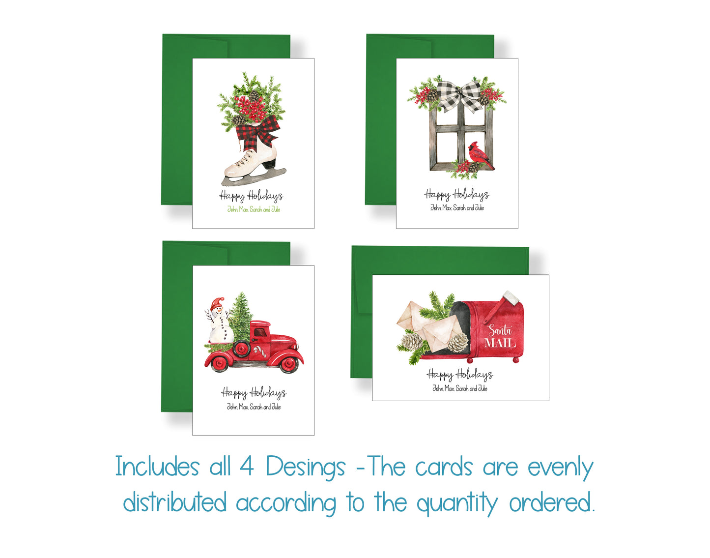 Watercolor Vintage Christmas Cards