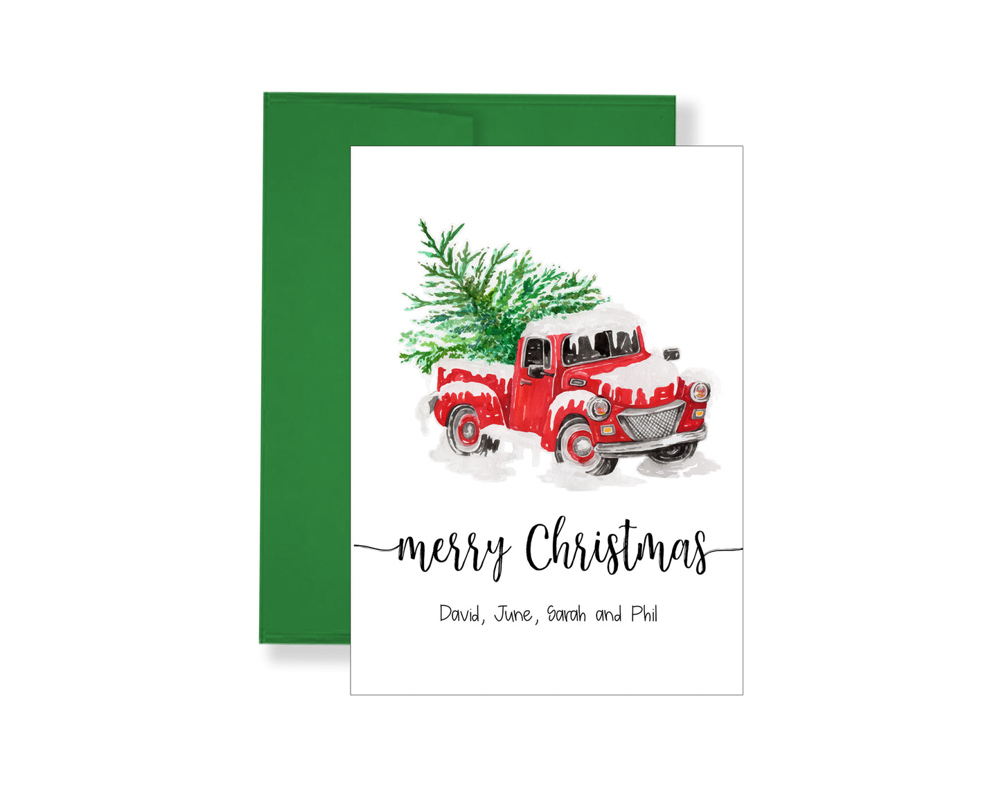 Watercolor Vintage Truck Christmas Cards