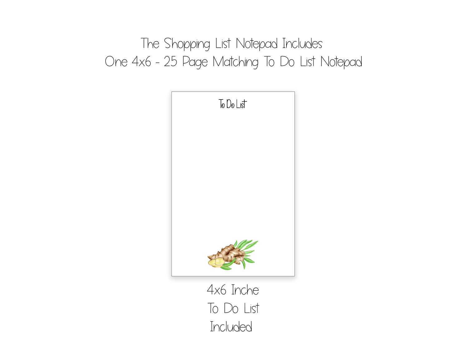 Ginger Shopping List Notepad and To Do List Pad