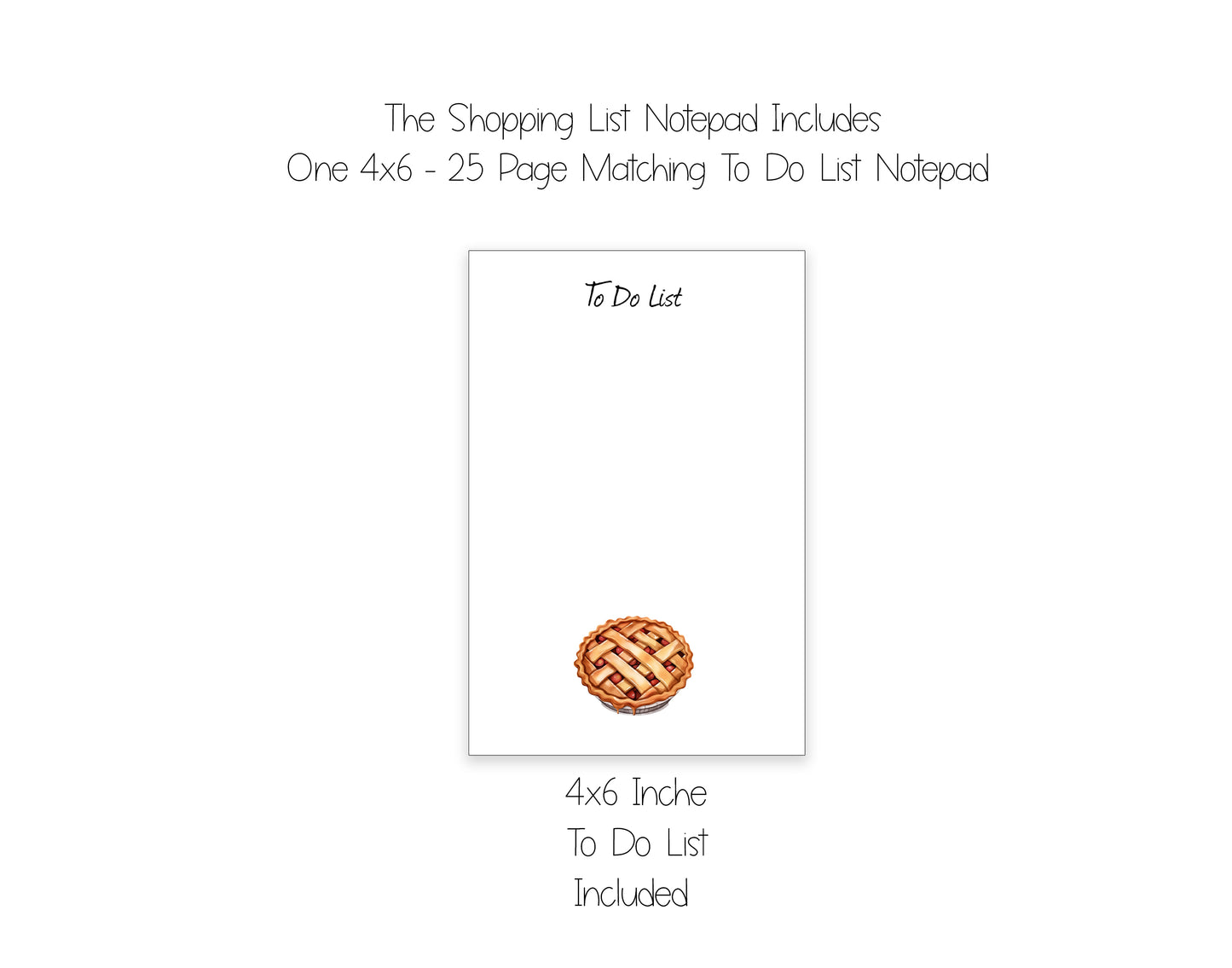 Pie Shopping List Notepad and To Do List Pad