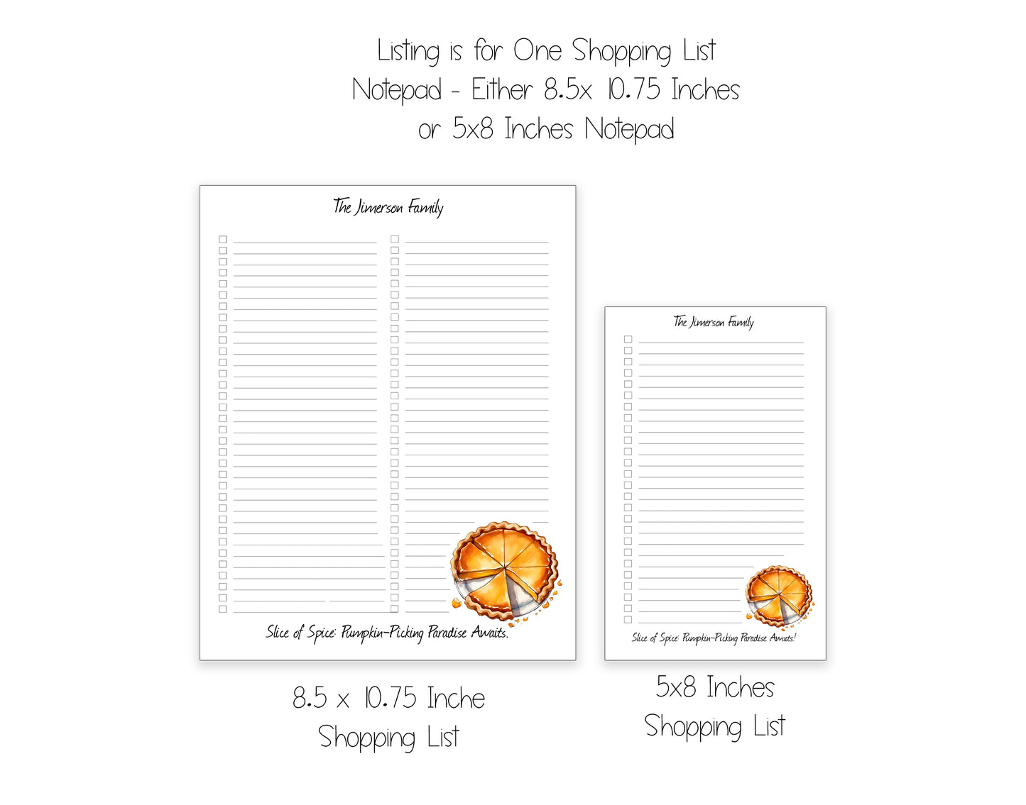 Pie Shopping List Notepad and To Do List Pad