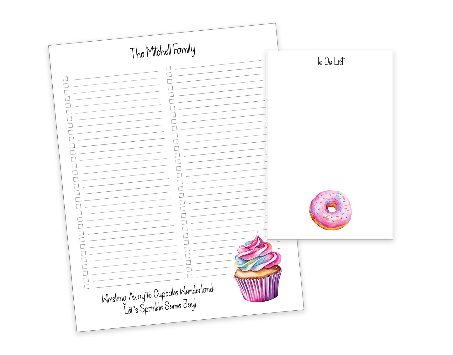 Cupcake Shopping List Notepad and To Do List Pad