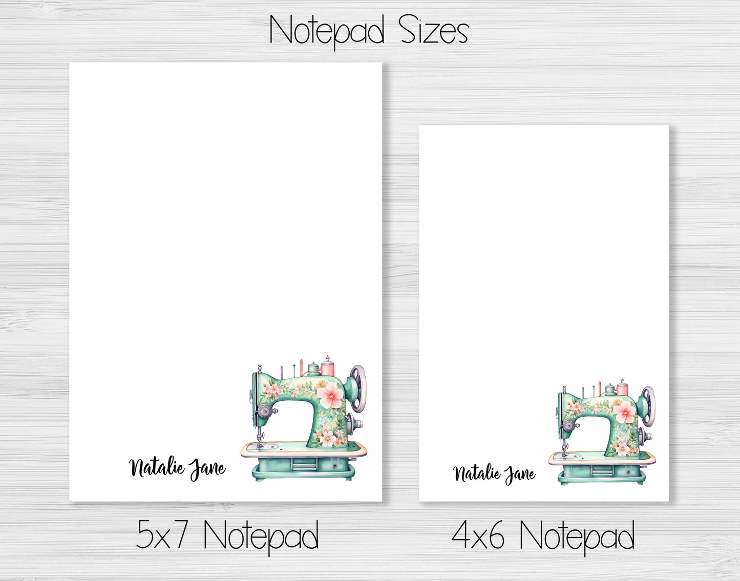 Sewing Machine with Flowers Notepad, Card and Stickers