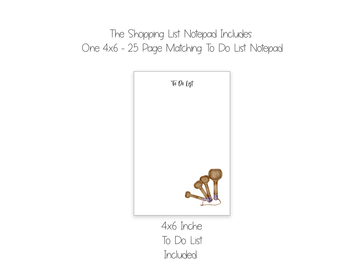 Kitchen Utensils Shopping List Notepad and To Do List Pad