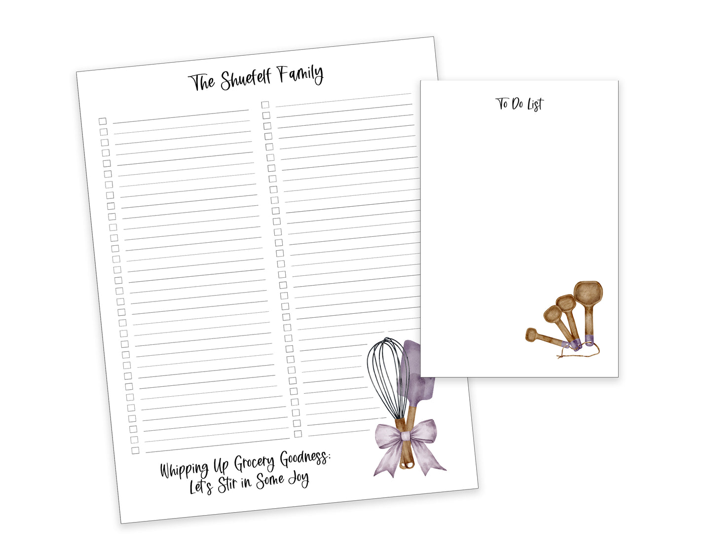 Kitchen Utensils Shopping List Notepad and To Do List Pad