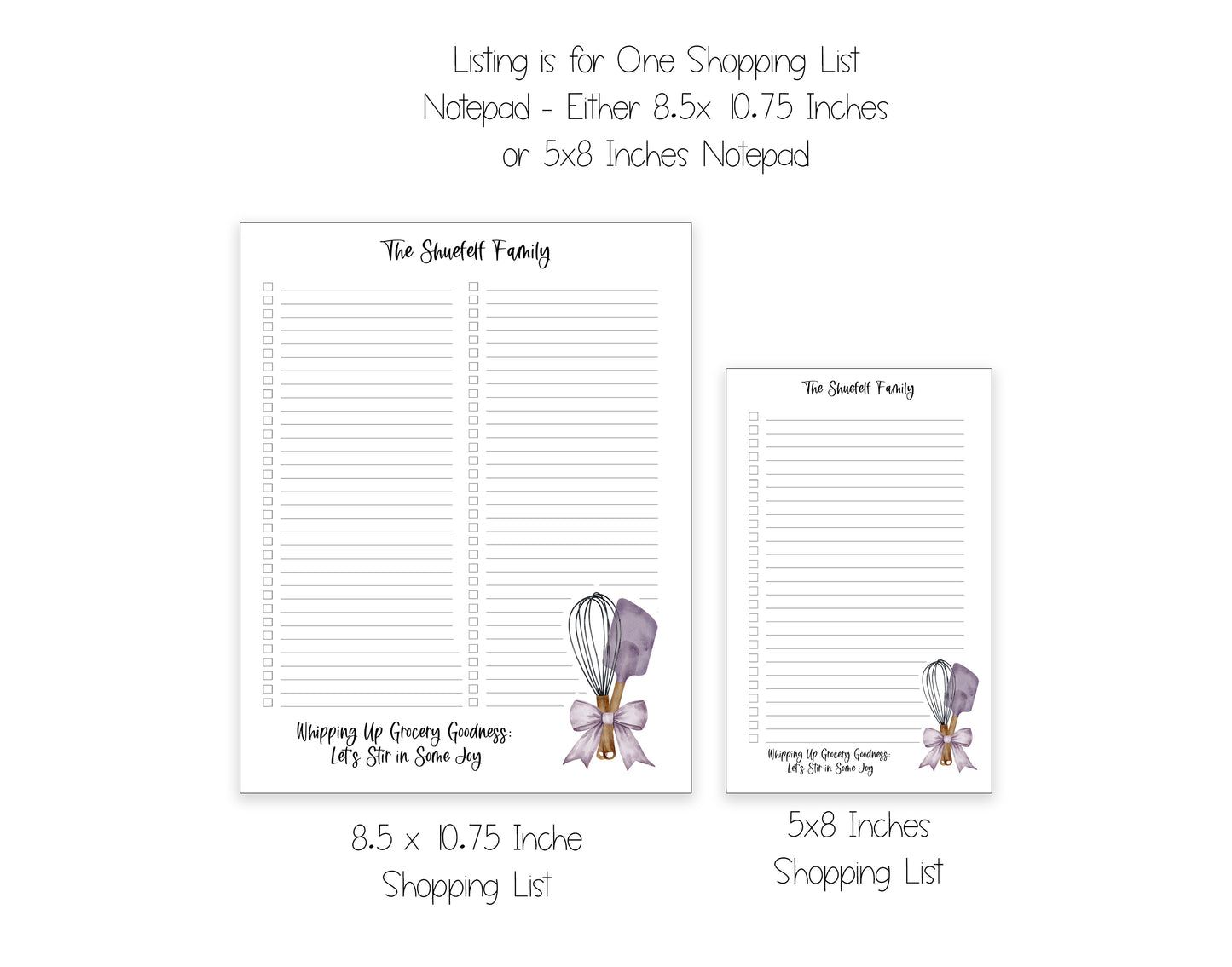 Kitchen Utensils Shopping List Notepad and To Do List Pad