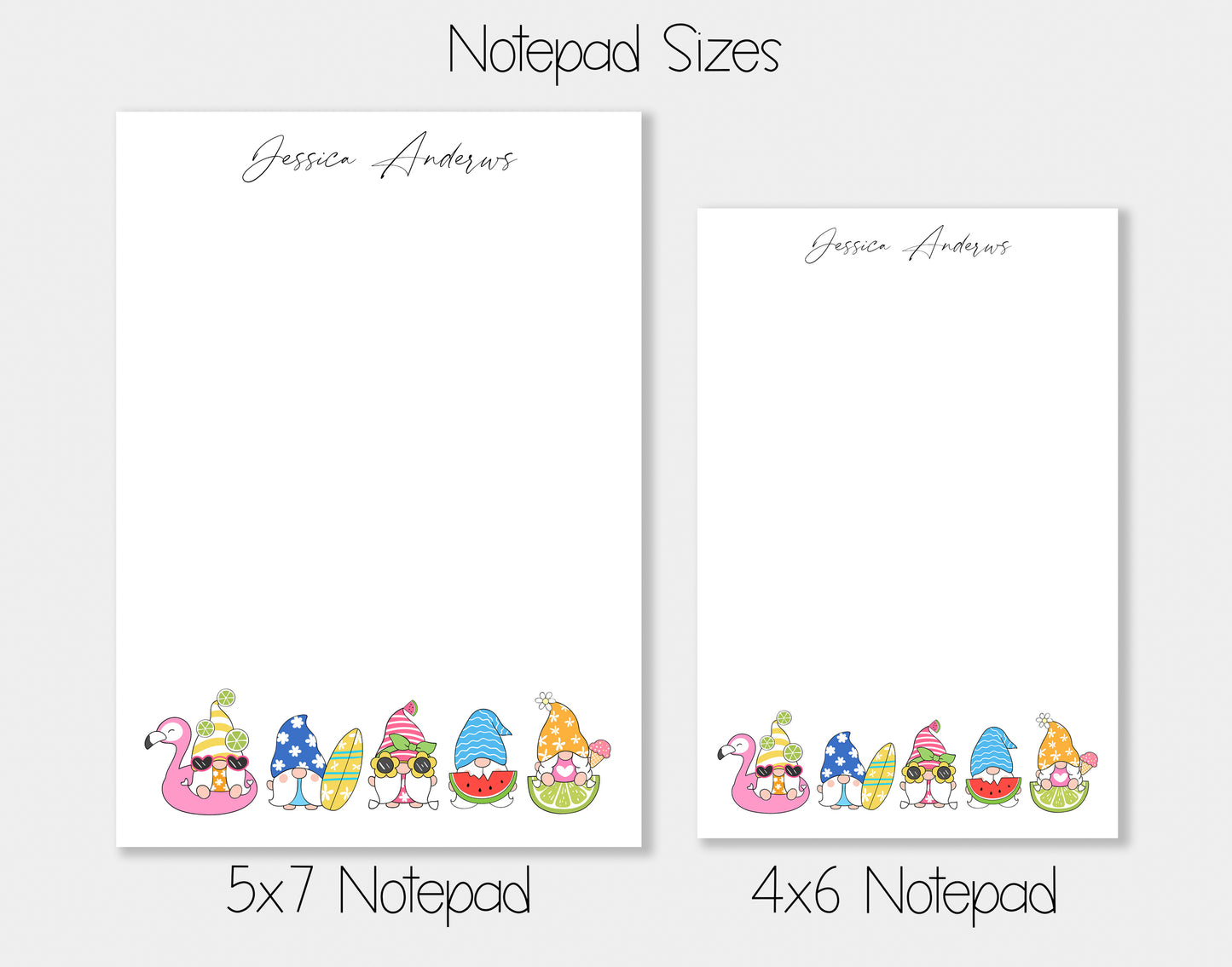 Summer Gnome Notepad, Card and Stickers