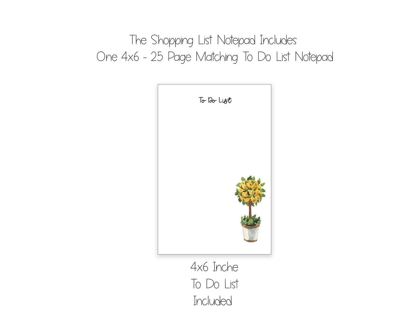 Tea Pot and Lemons Shopping List Notepad and To Do List Pad