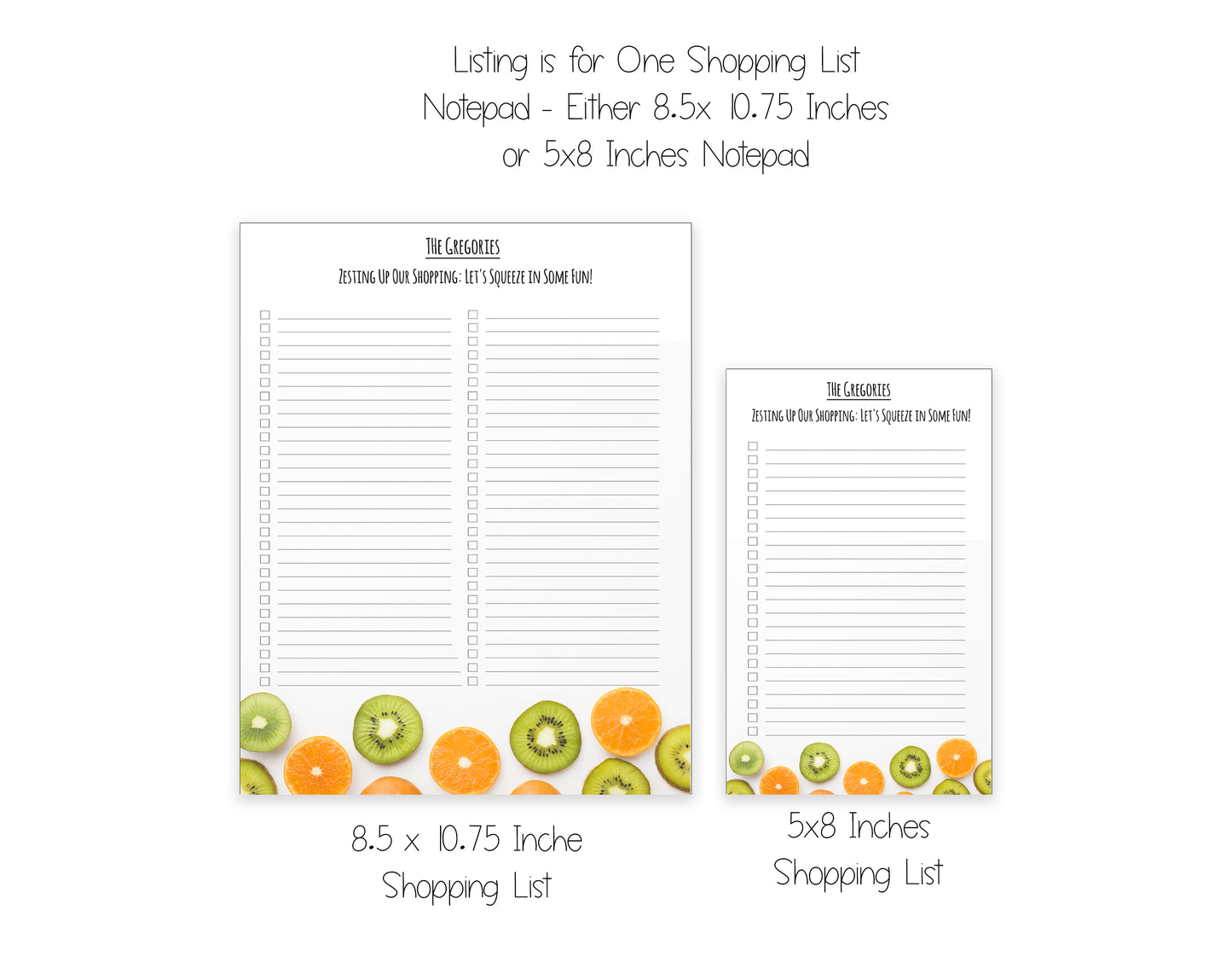 Kiwis and Oranges Shopping List Notepad and To Do List Pad