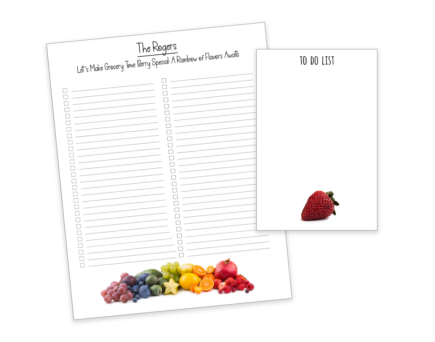 Rainbow Fruit Shopping List Notepad and To Do List Pad