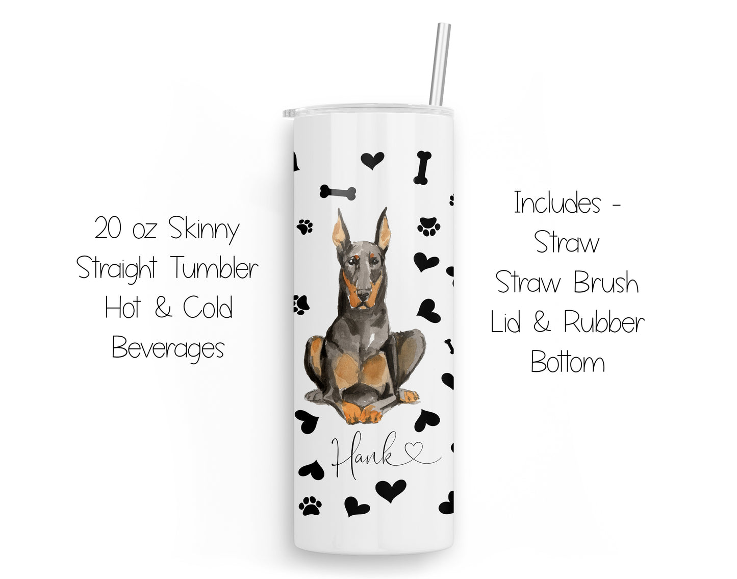 Doberman 20 oz Tumbler and Coaster