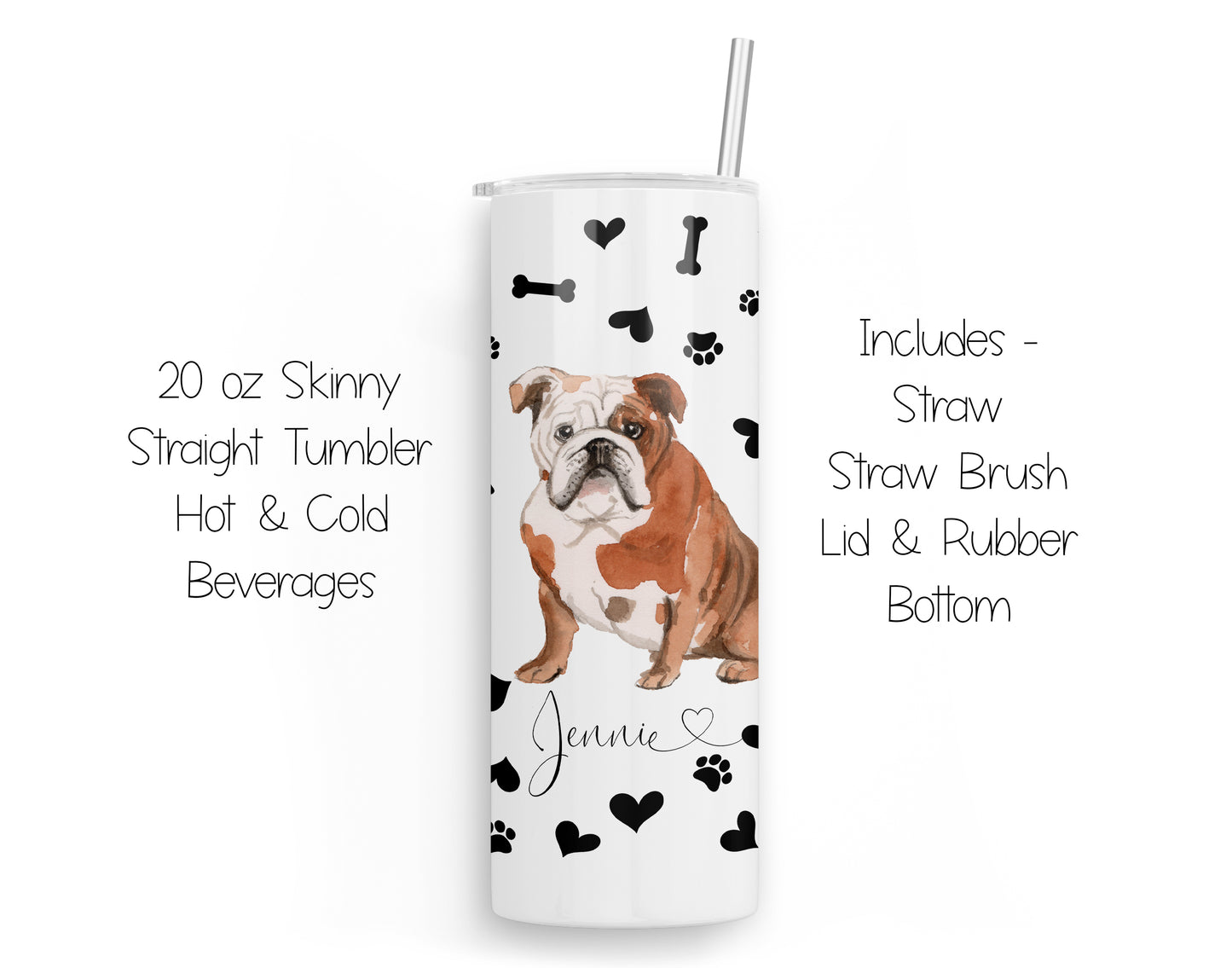 English Bulldog 20 oz Tumbler and Coaster