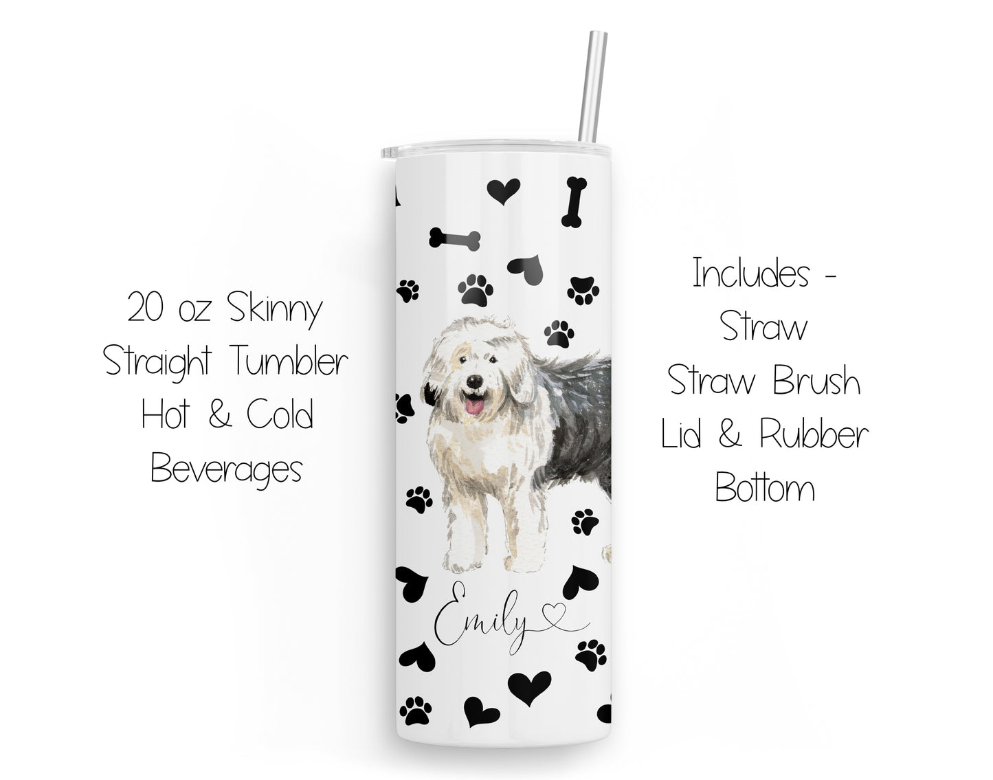 Old English Sheepdog 20 oz Tumbler and Coaster