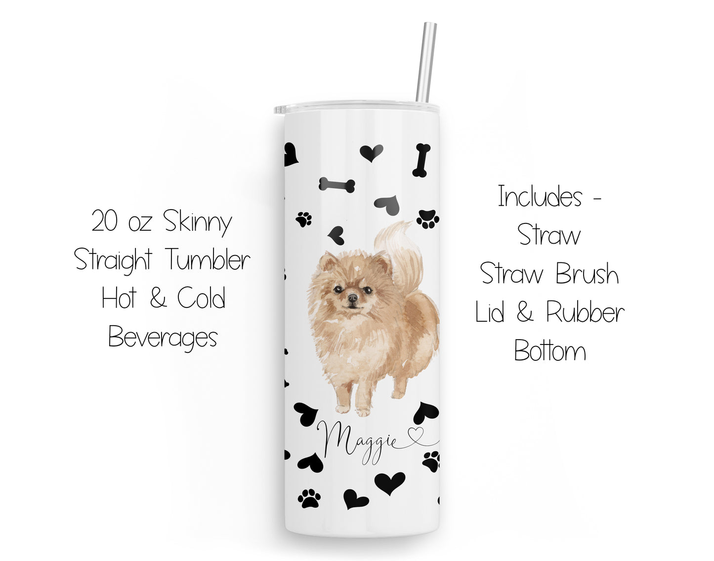 Pomeranian 20 oz Tumbler and Coaster