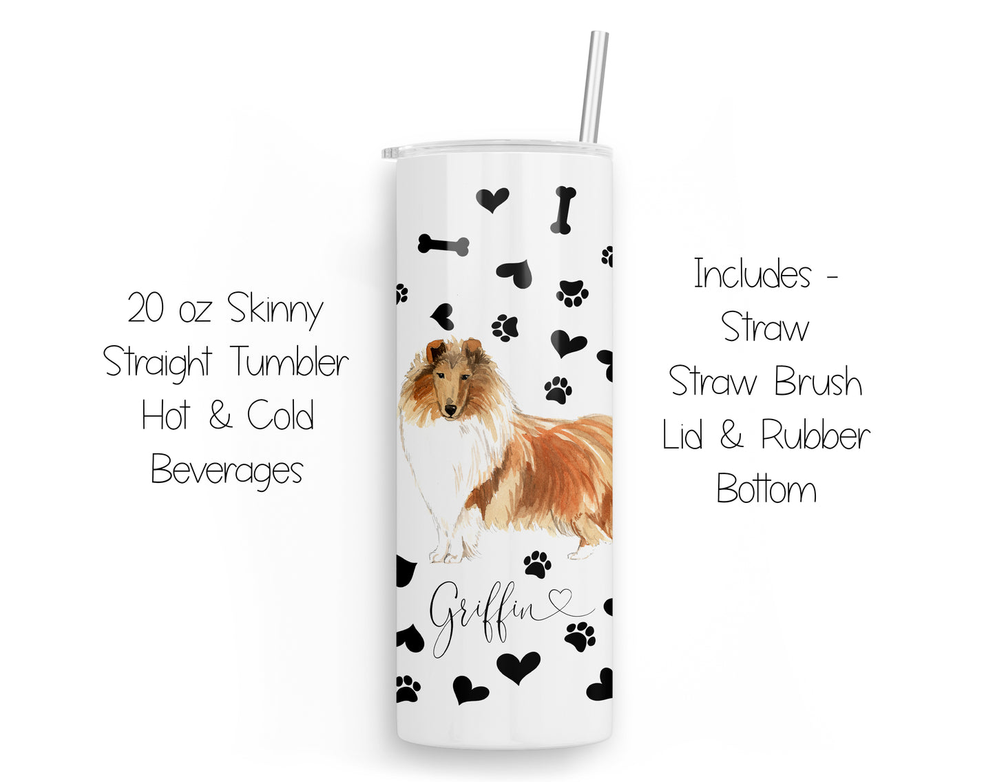 Rough Collie 20 oz Tumbler and Coaster