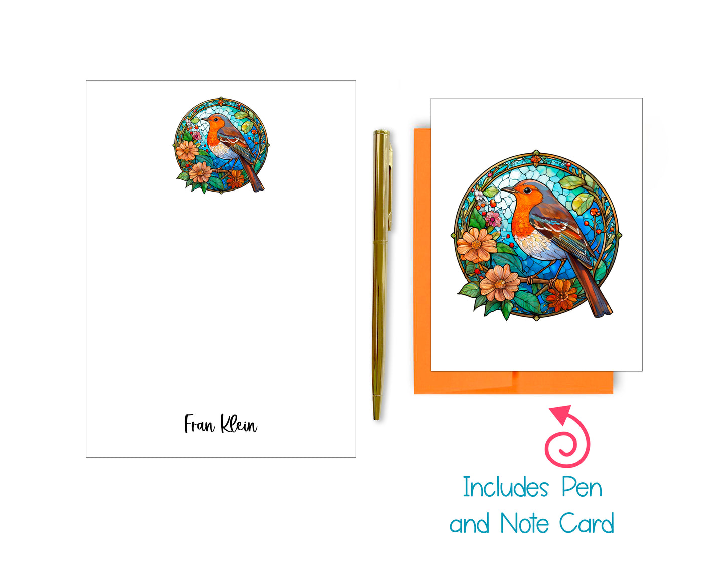 Stained Glass Notepad, Card and Pen