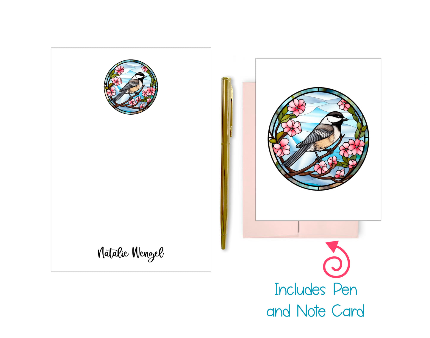 Stained Glass Notepad, Card and Pen