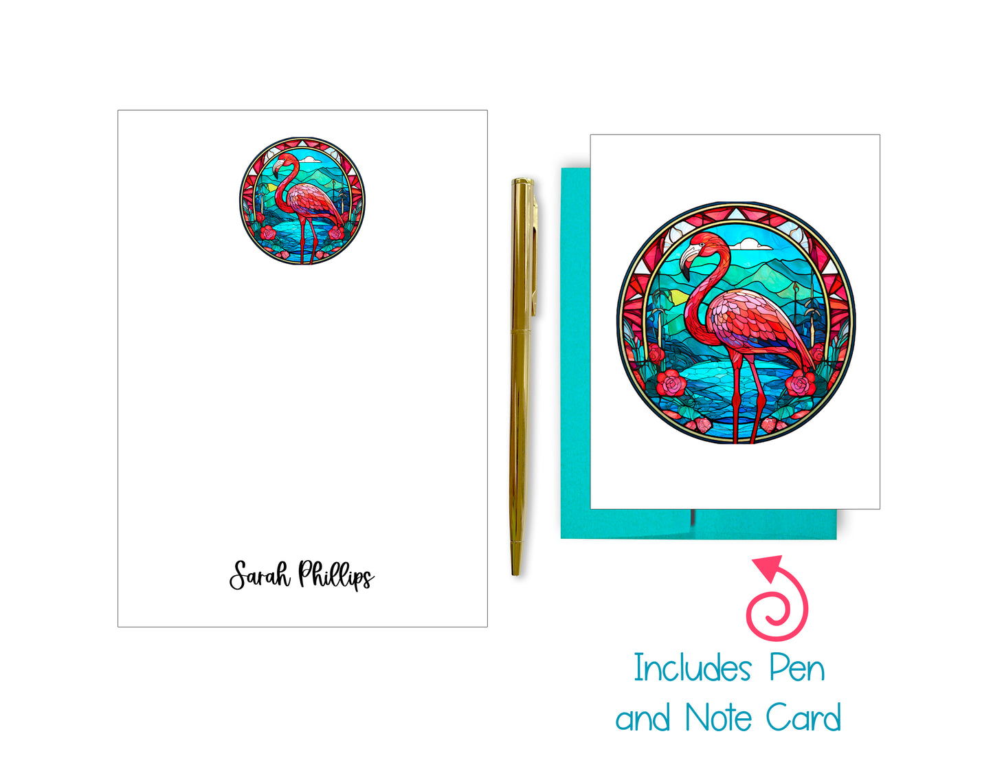 Stained Glass Notepad, Card and Pen
