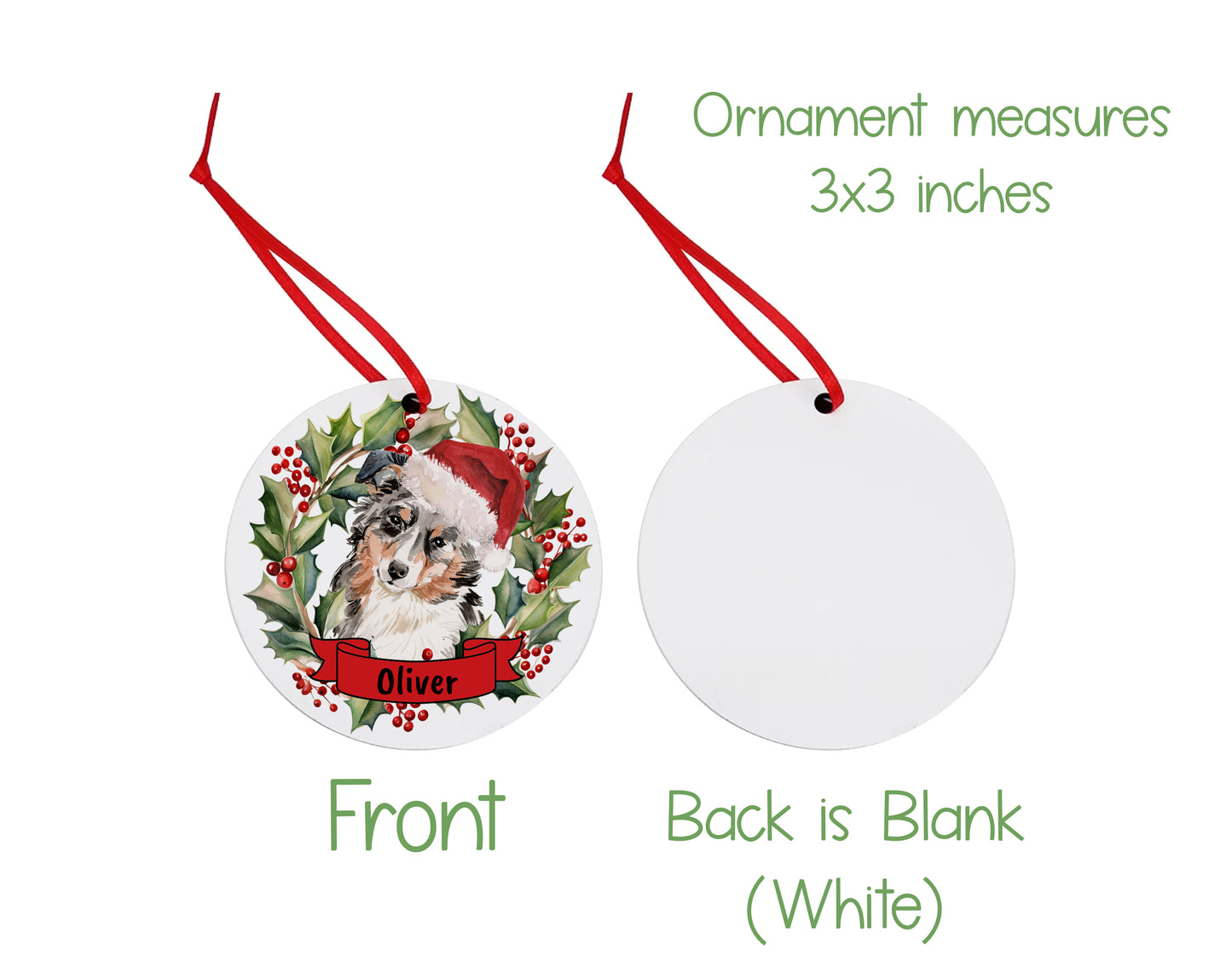 Australian Shepherd Christmas Ornament and Stickers