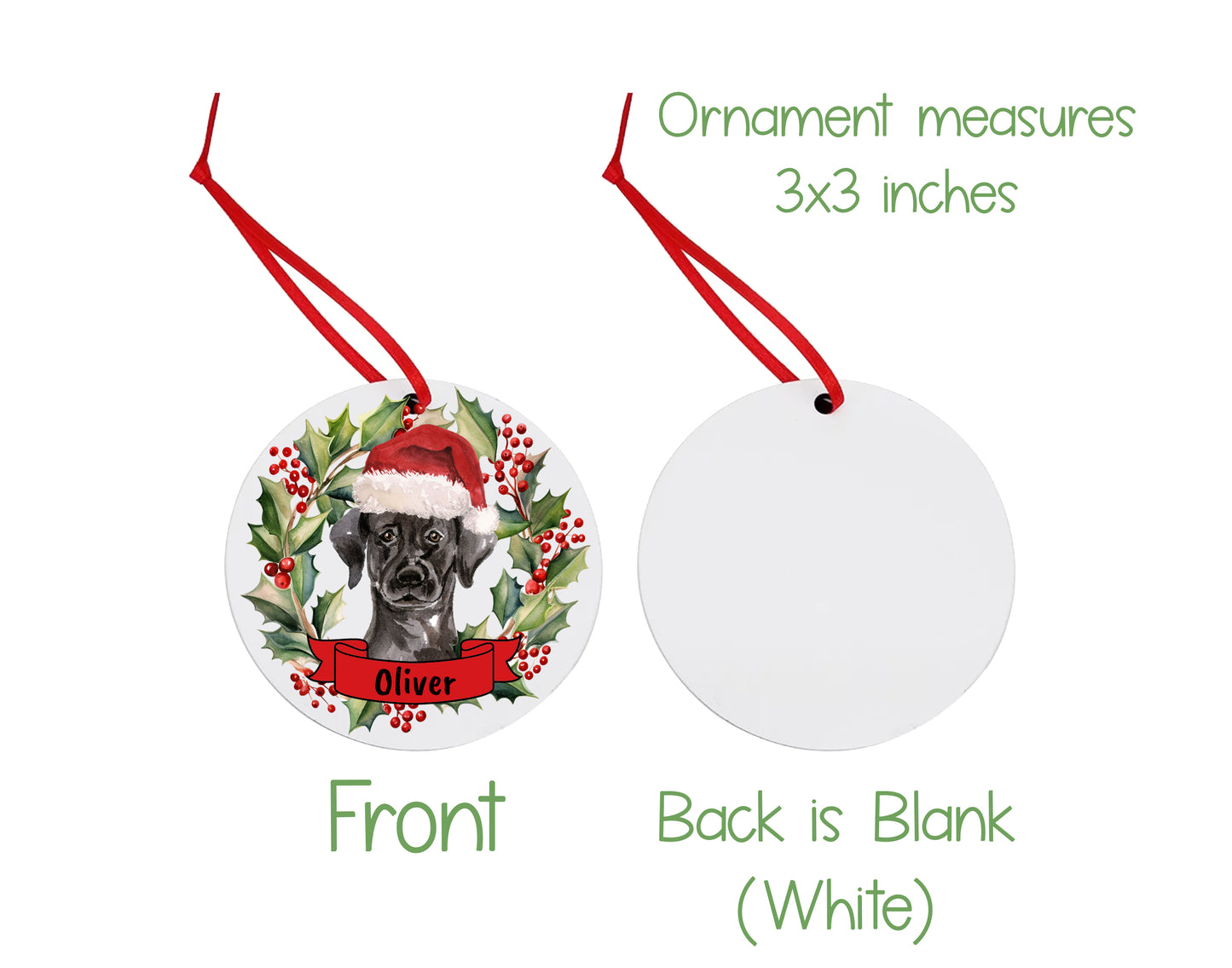 Black Labrador Dog Christmas Ornament and Stickers