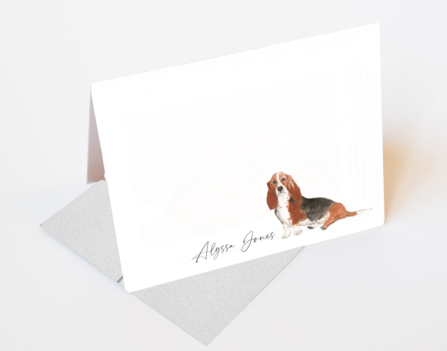 Basset Hound Folded Note Cards and Stickers