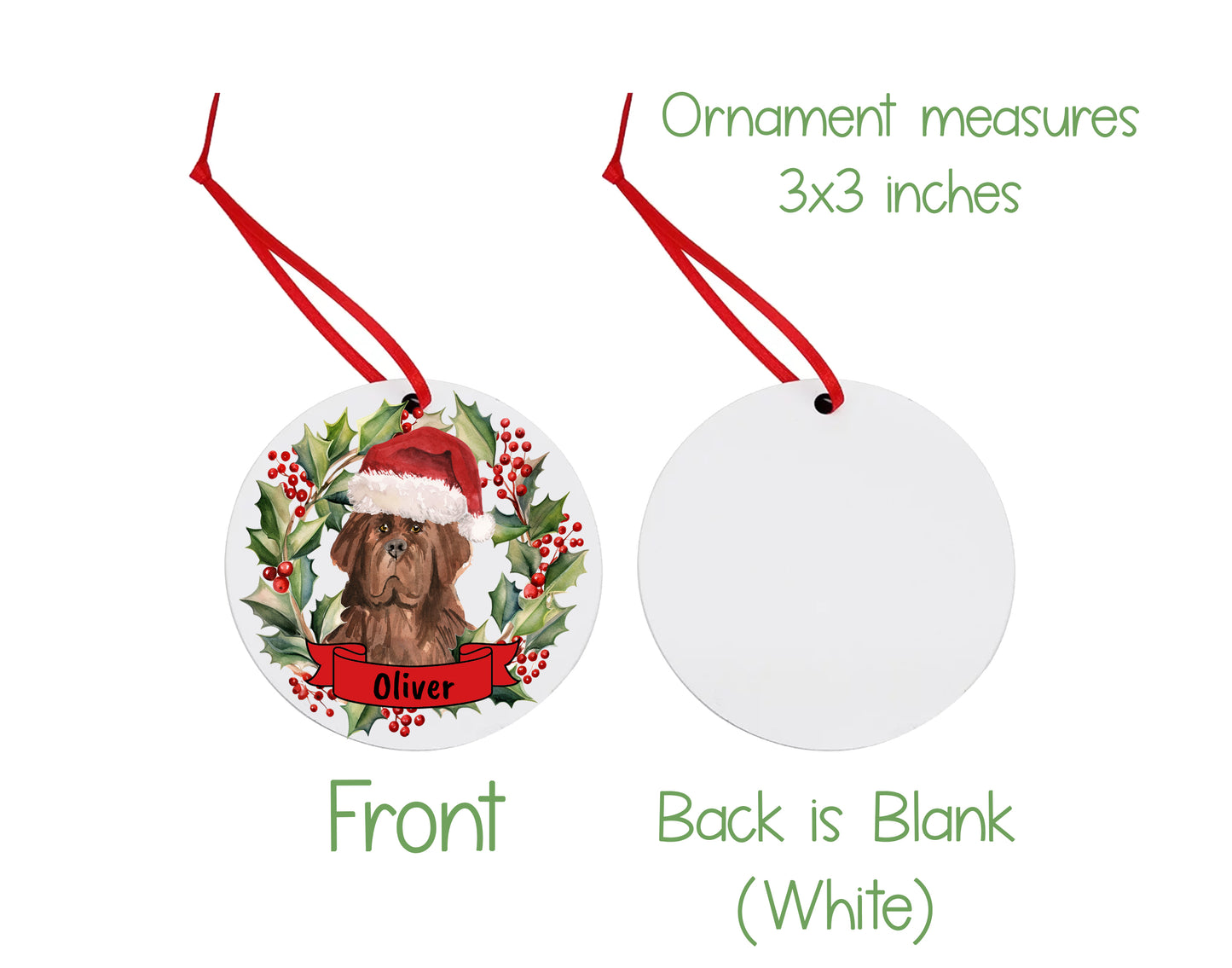 Brown Newfoundland Dog Christmas Ornament and Stickers