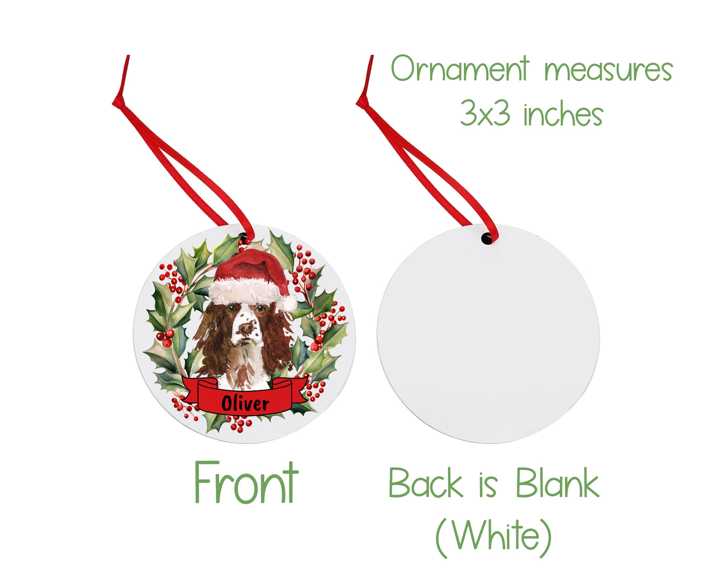English Springer Spaniel Christmas Ornament and Stickers