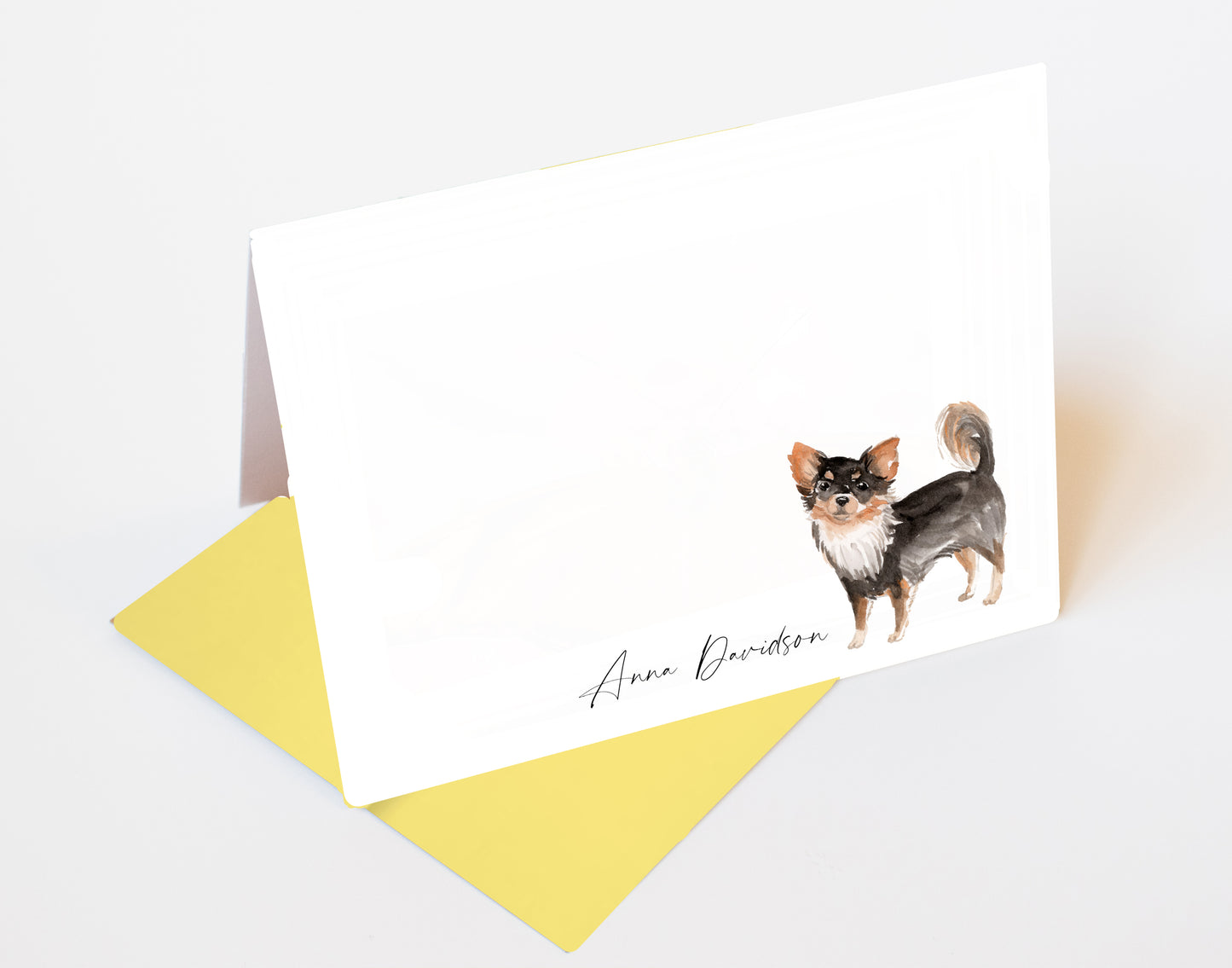 Black and Tan with White Chihuahua Folded Note Cards and Stickers