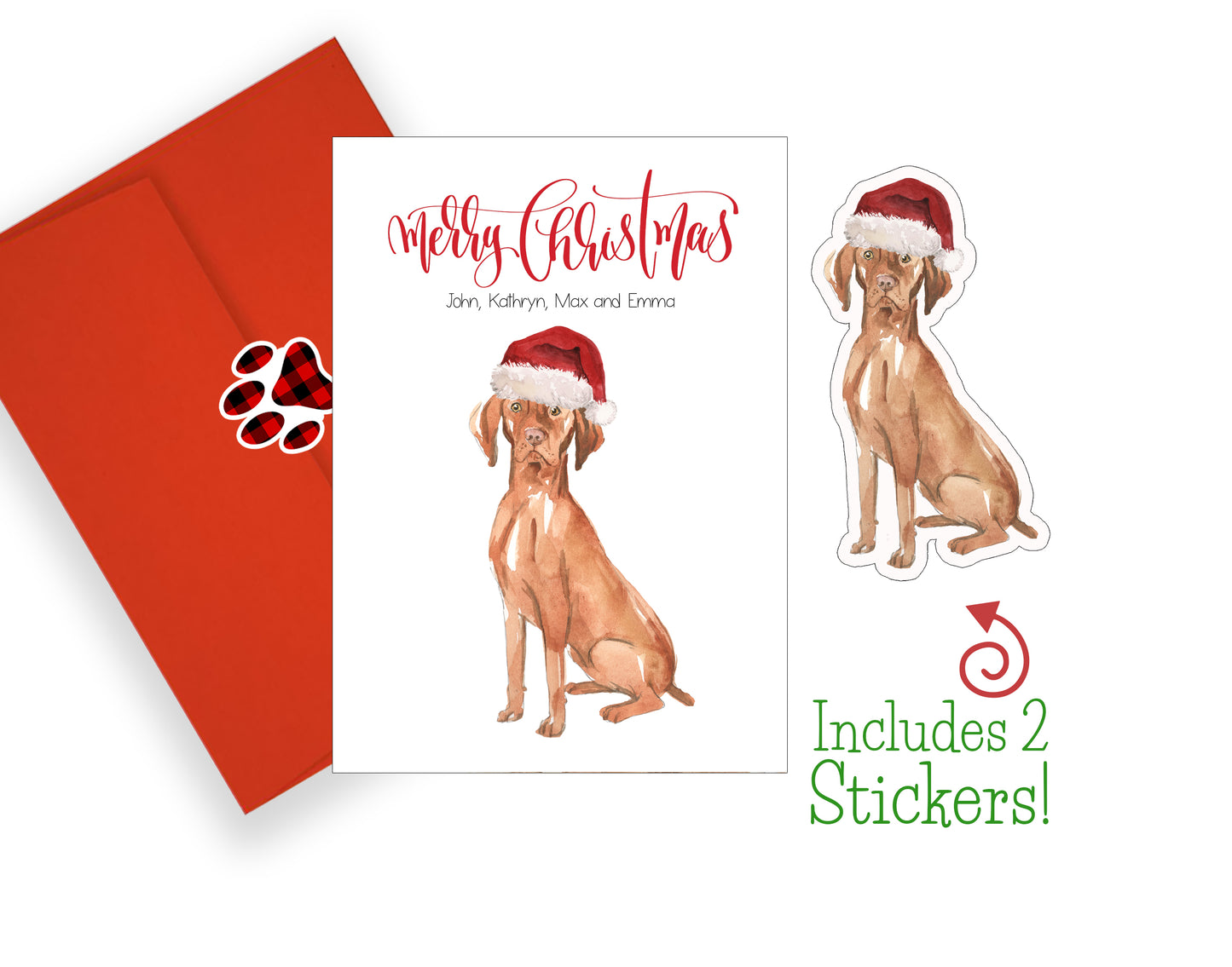 Hungarian Vizsla Christmas Cards and Stickers