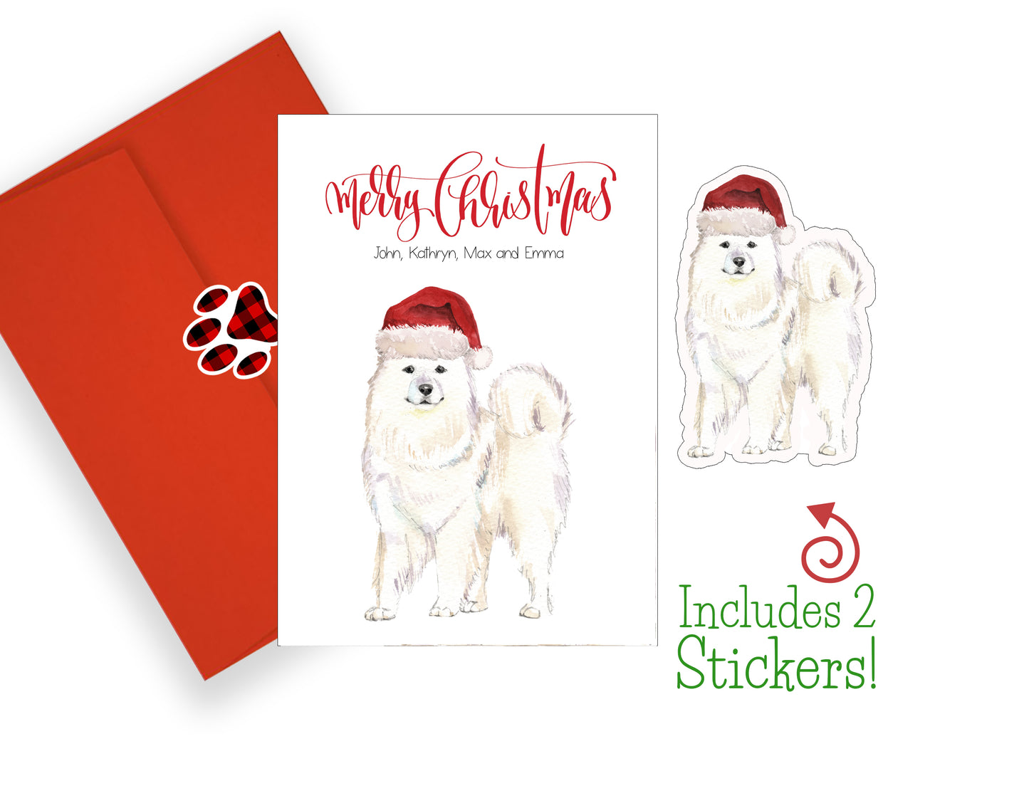 Samoyed Christmas Cards and Stickers