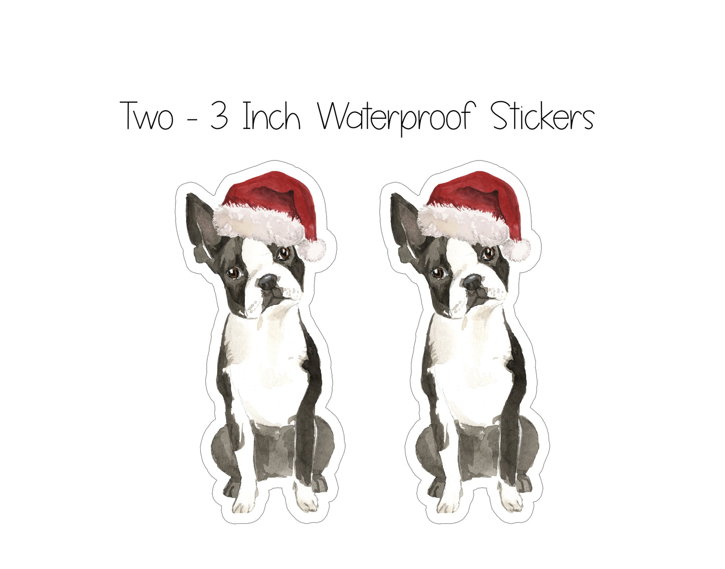 Boston Terrier Christmas Ornament and Stickers