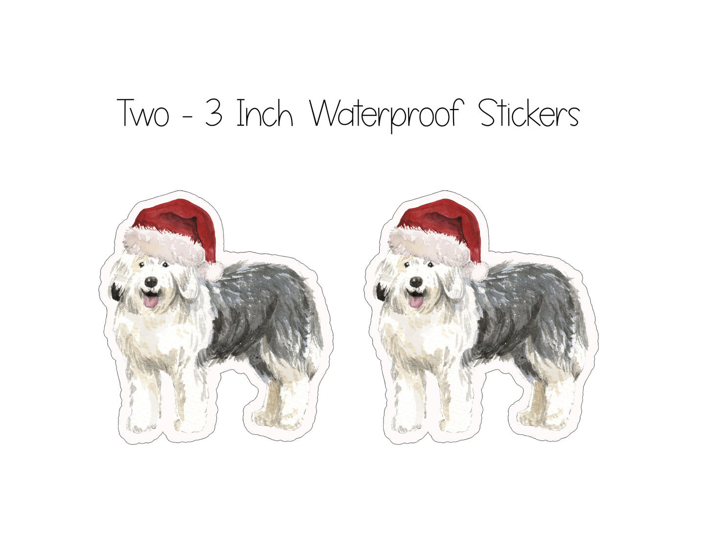Old English Sheepdog Christmas Cards and Stickers