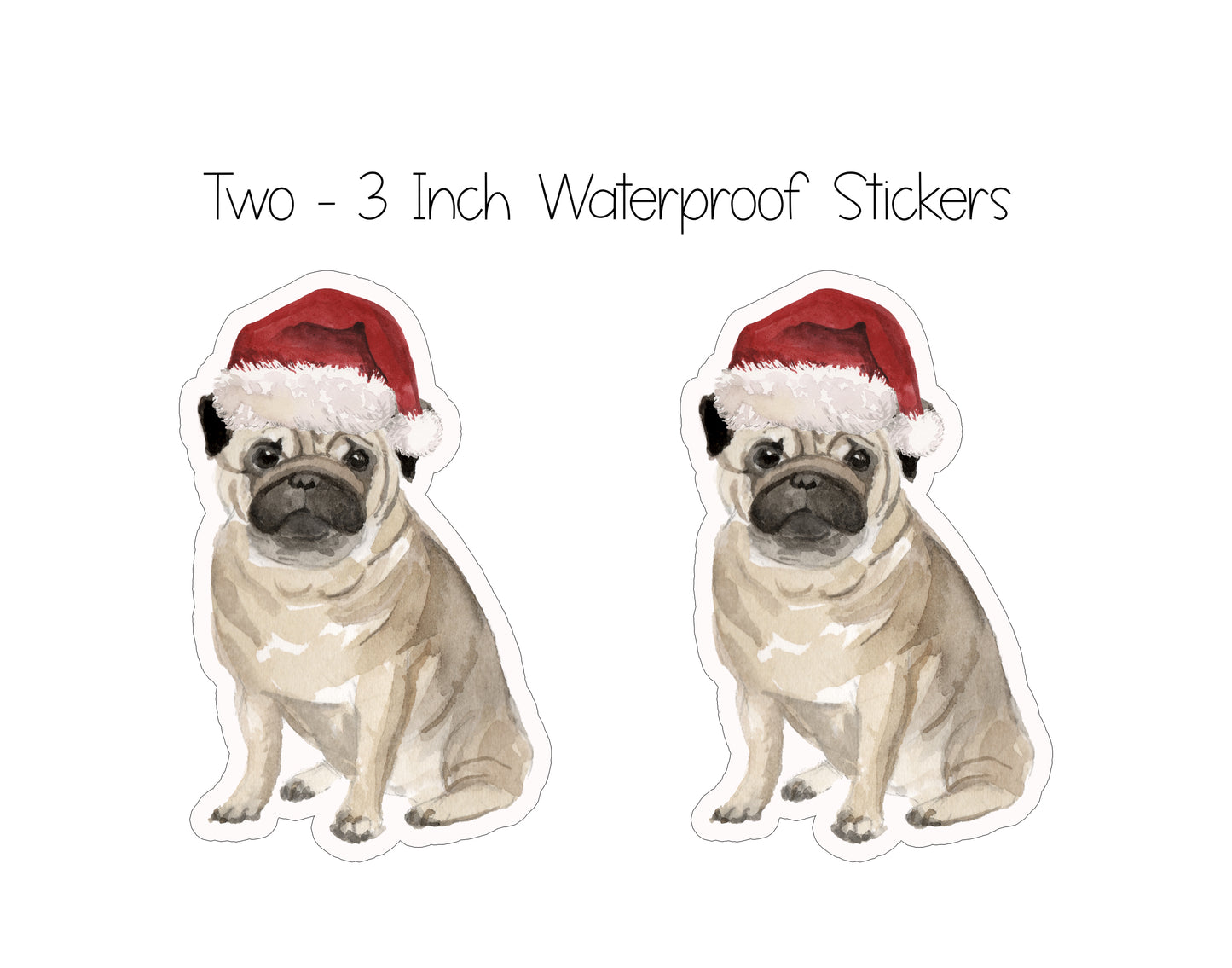 Pug Christmas Cards and Stickers