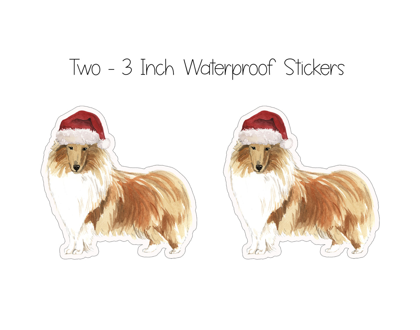 Rough Collie Christmas Cards and Stickers