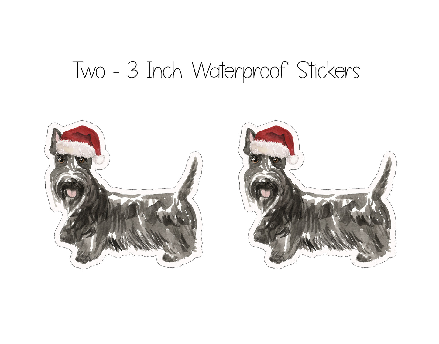 Scottish Terrier Dog Christmas Ornament and Stickers
