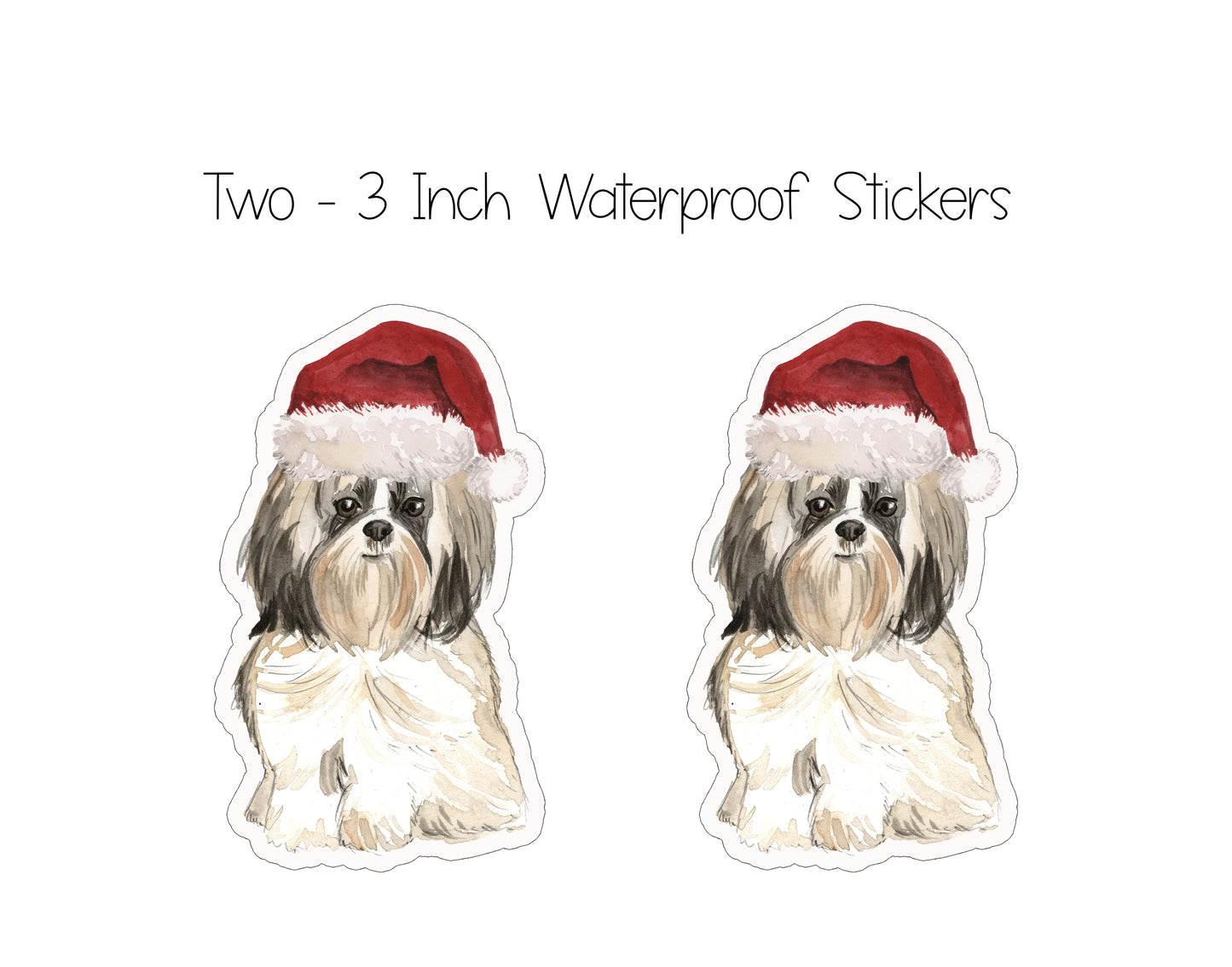 Shih Tzu Dog Christmas Ornament and Stickers