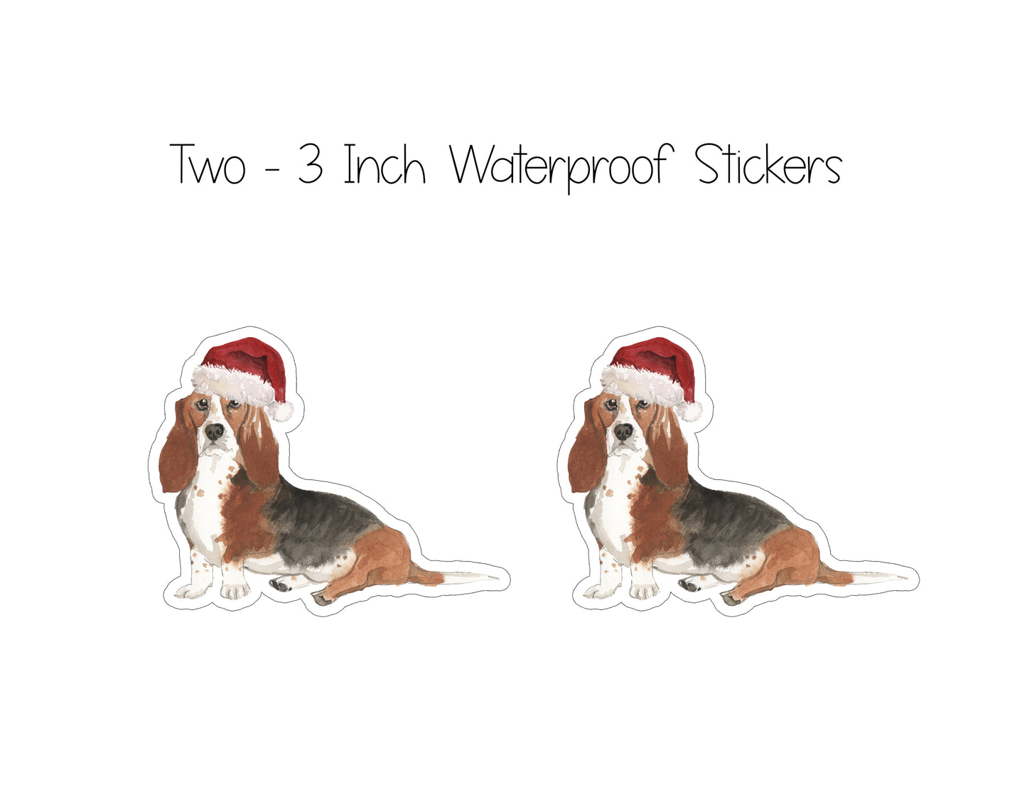Basset Hound Christmas Cards and Stickers