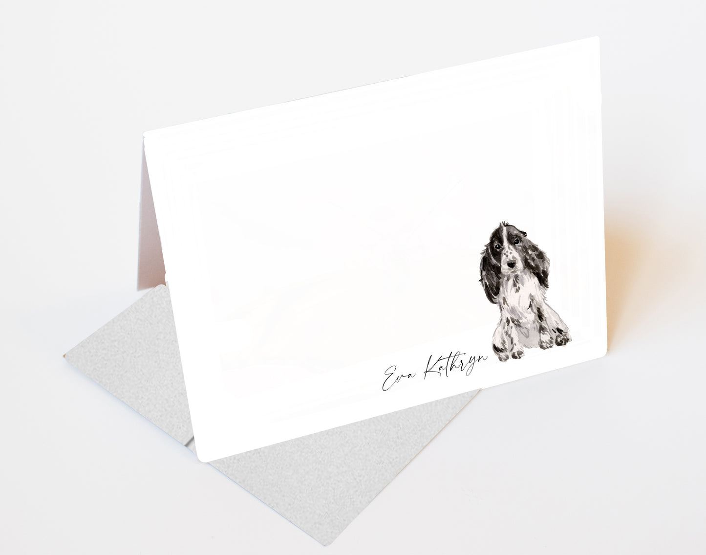 Black and White Cocker Spaniel Folded Note Cards and Stickers