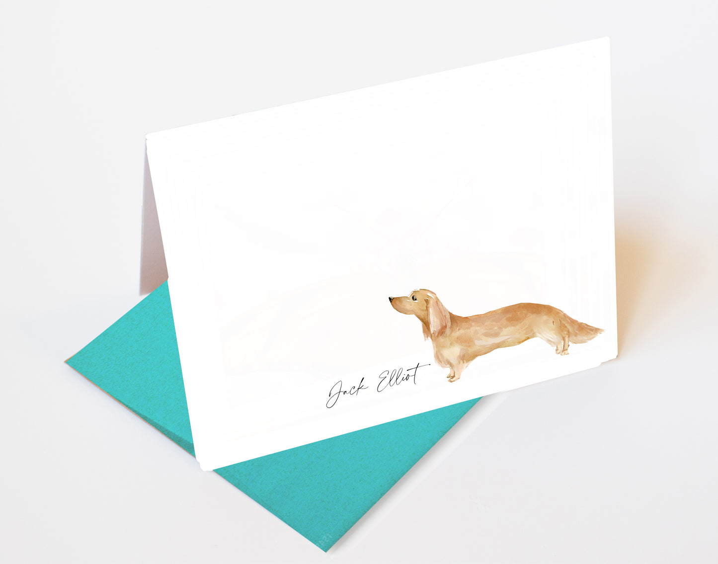 Cream Long Hair Dachshund Folded Note Cards and Stickers