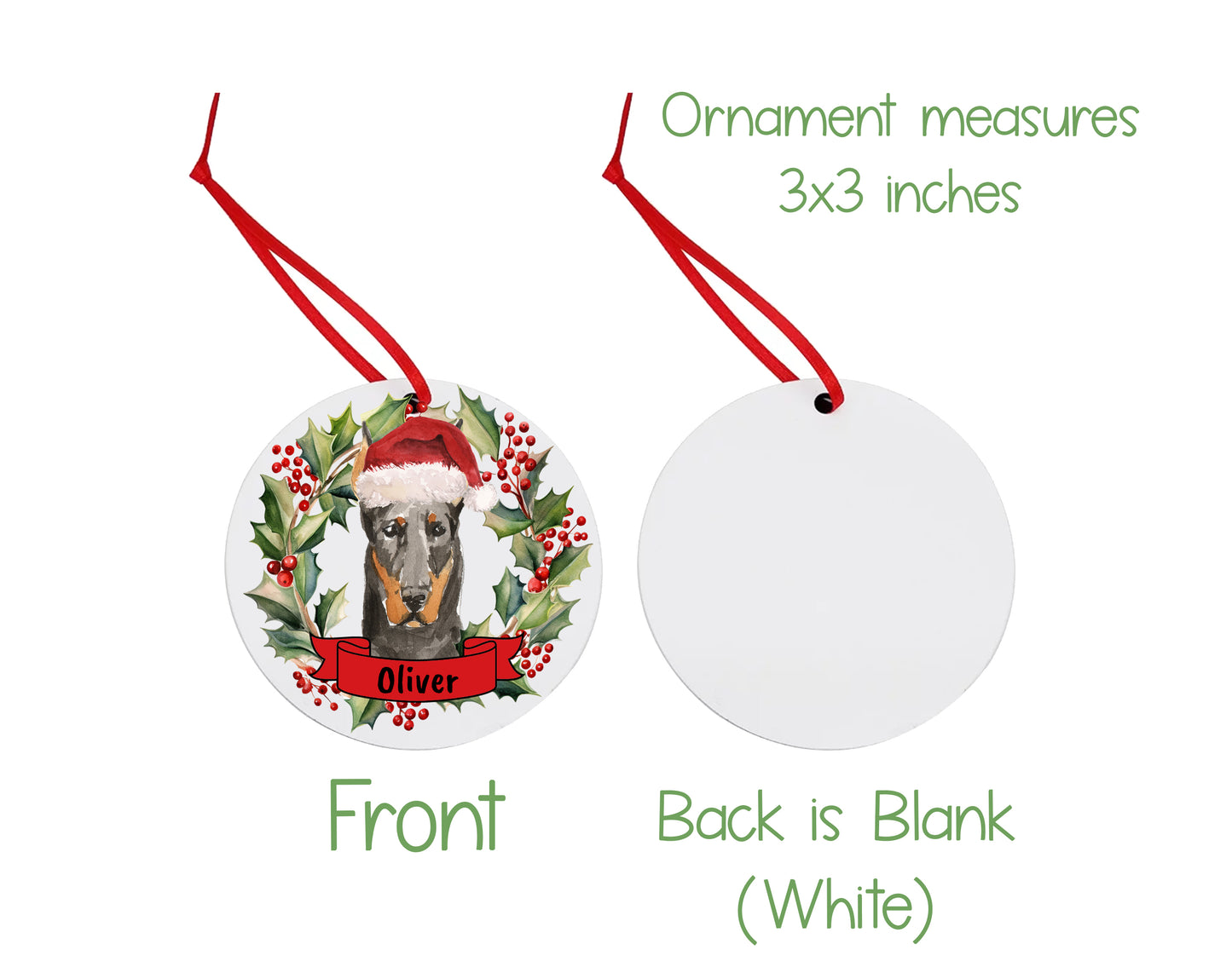 Doberman Christmas Ornament and Stickers