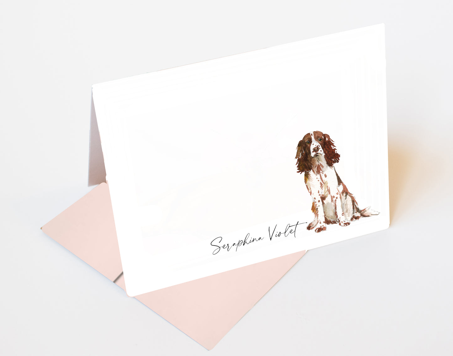 Red and White English Springer Spaniel Folded Note Cards and Stickers
