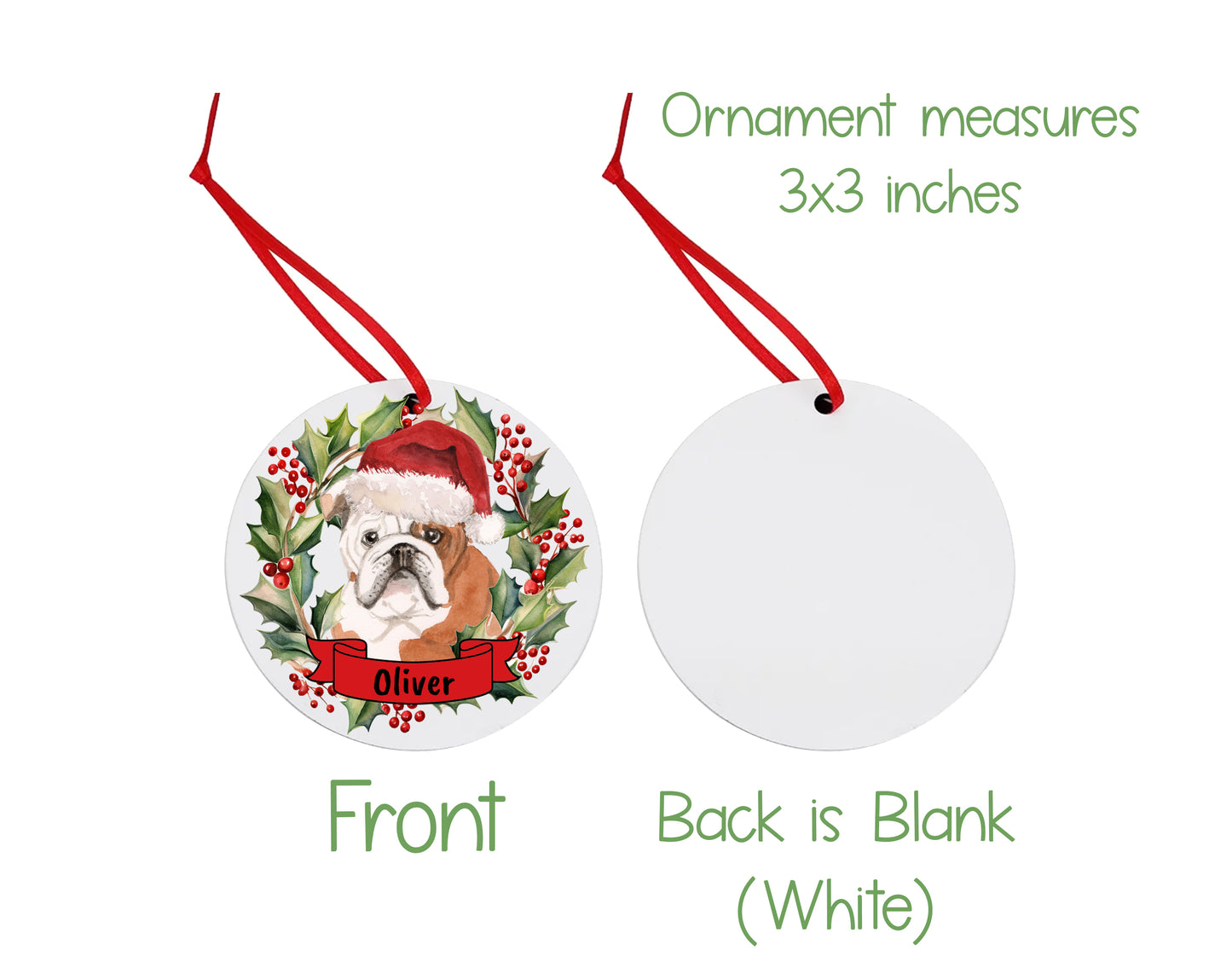 English Bulldog Christmas Ornament and Stickers
