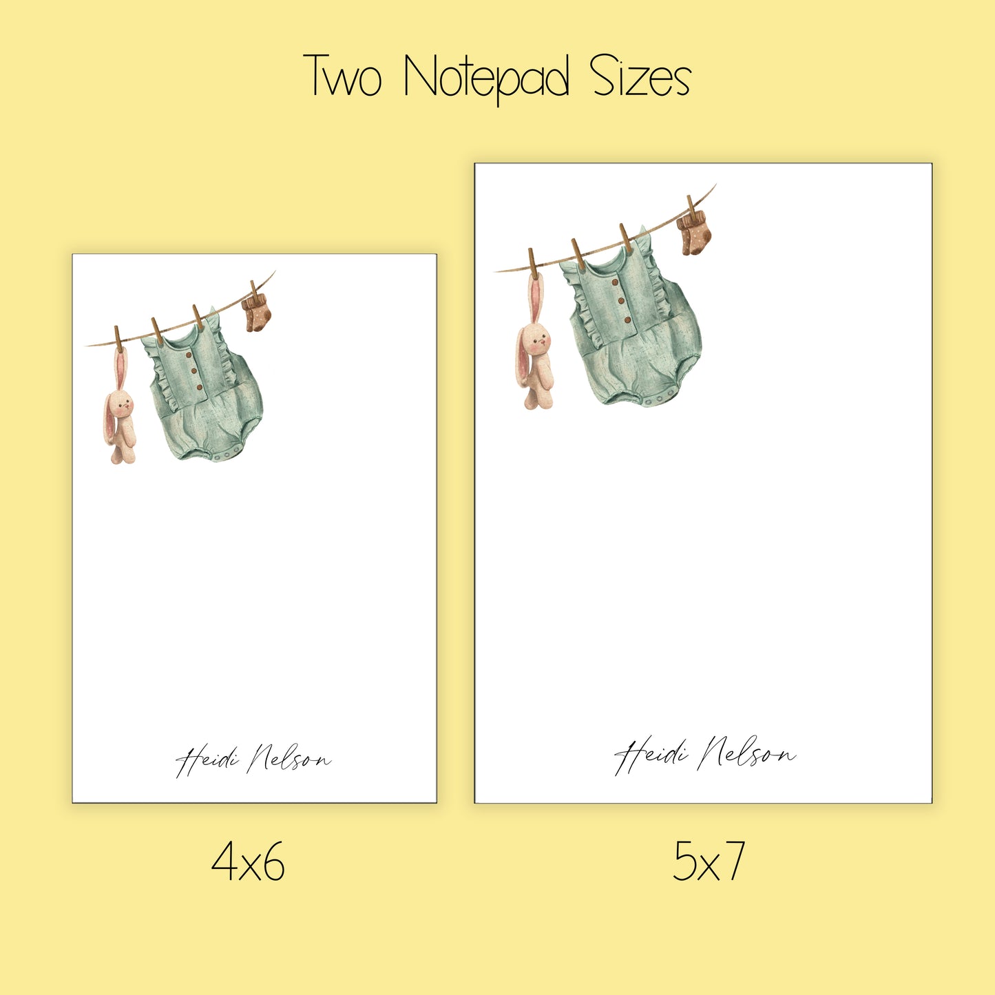 Baby Bunny and Romper Notepad, Card and Stickers