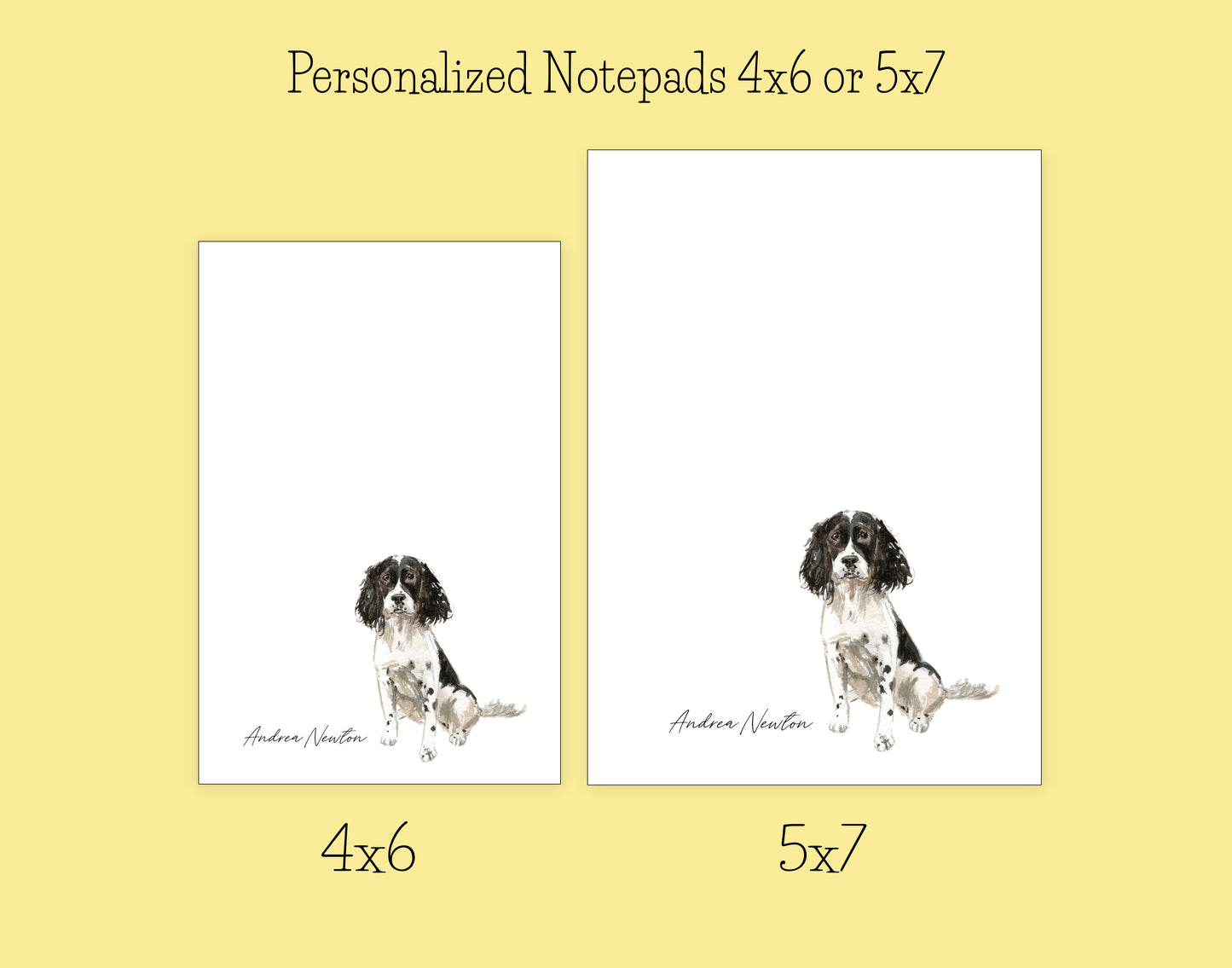 Black and White English Springer Spaniel Dog Notepad, Card and Stickers