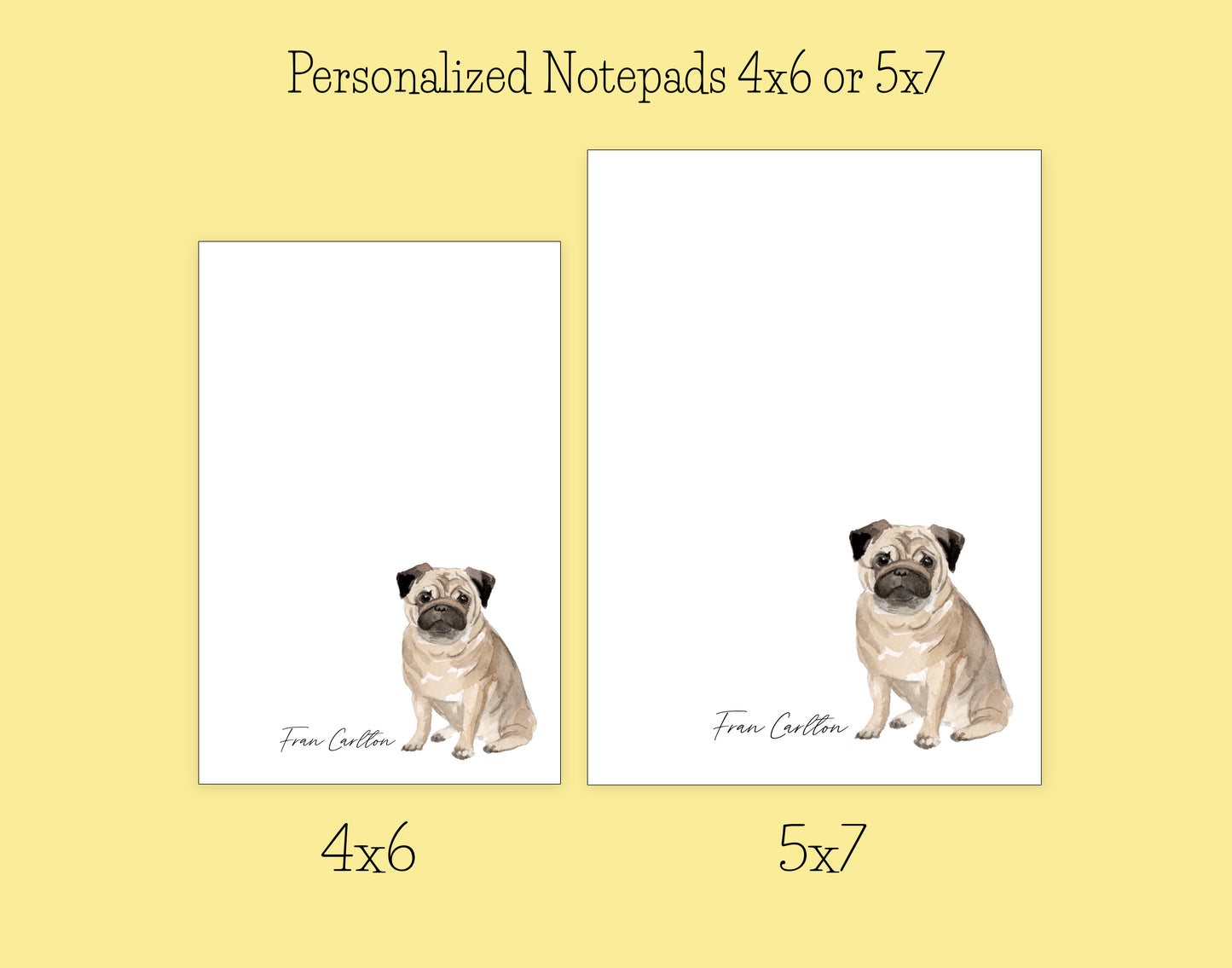 Pug Dog Notepad, Card and Stickers